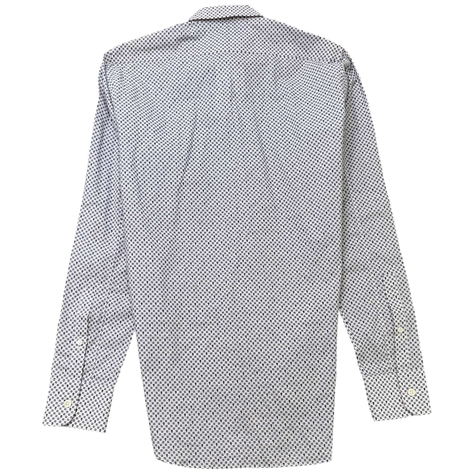 Men's Anagram Pattern Long Sleeve Shirt Blue Size M