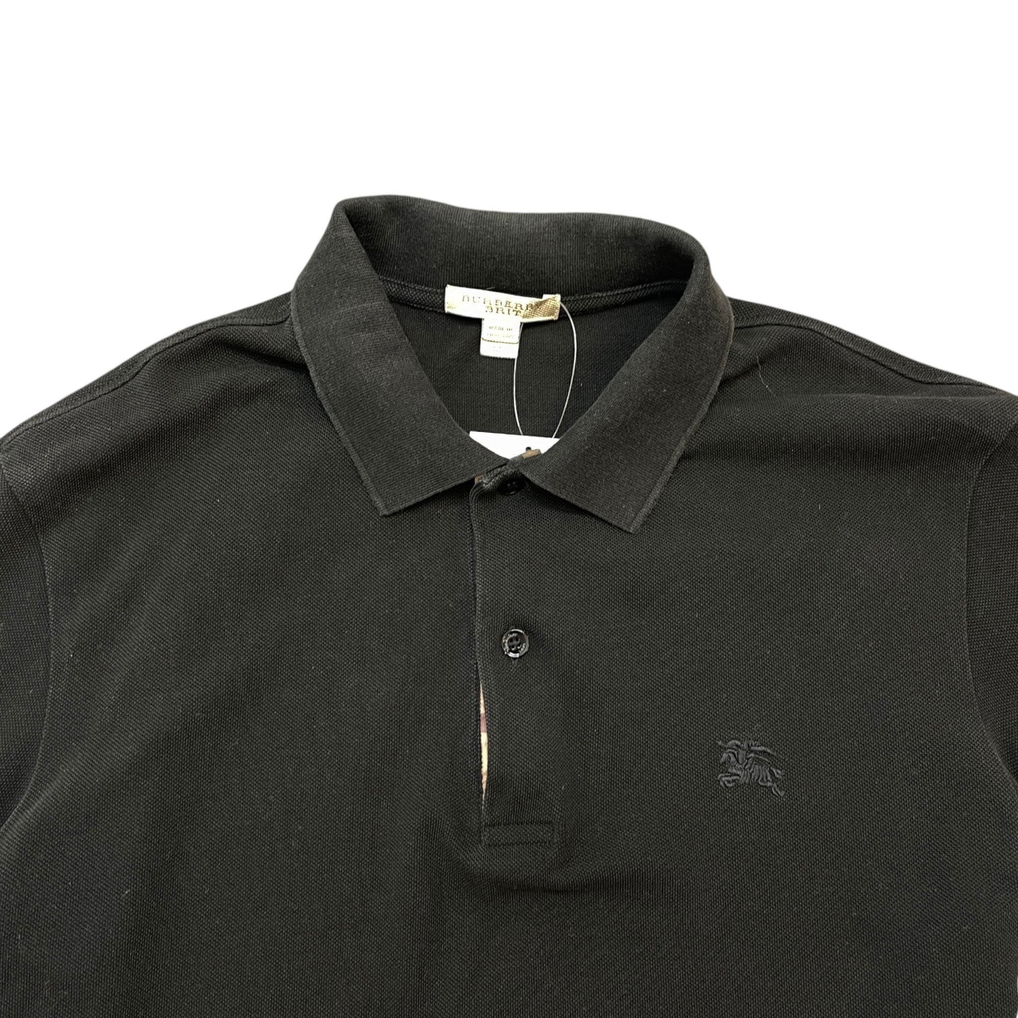 Men's Embroidered Logo Polo Shirt Black Size M