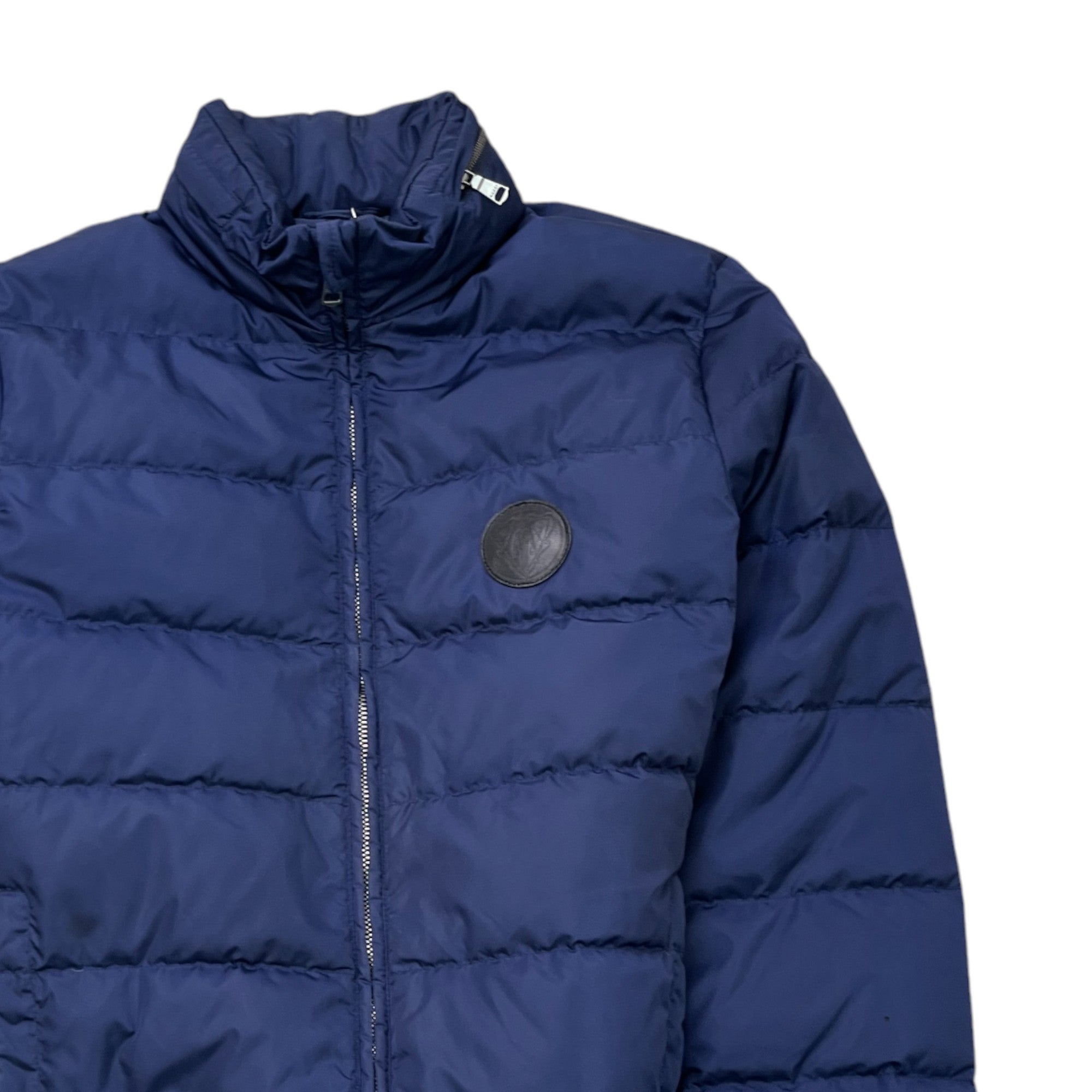 Women's Plaque Logo Down Jacket Blue Size IT 42 / UK 10