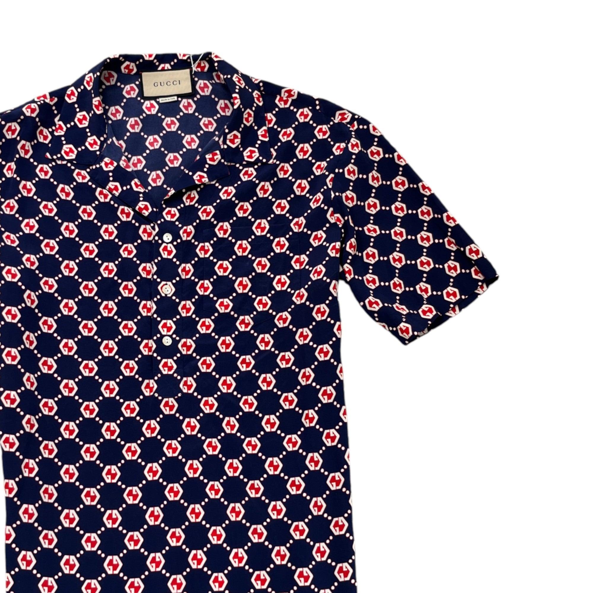 Men's Gg Silk Shirt & Short It 48 / Uk M Twin Set Suit Navy Size M