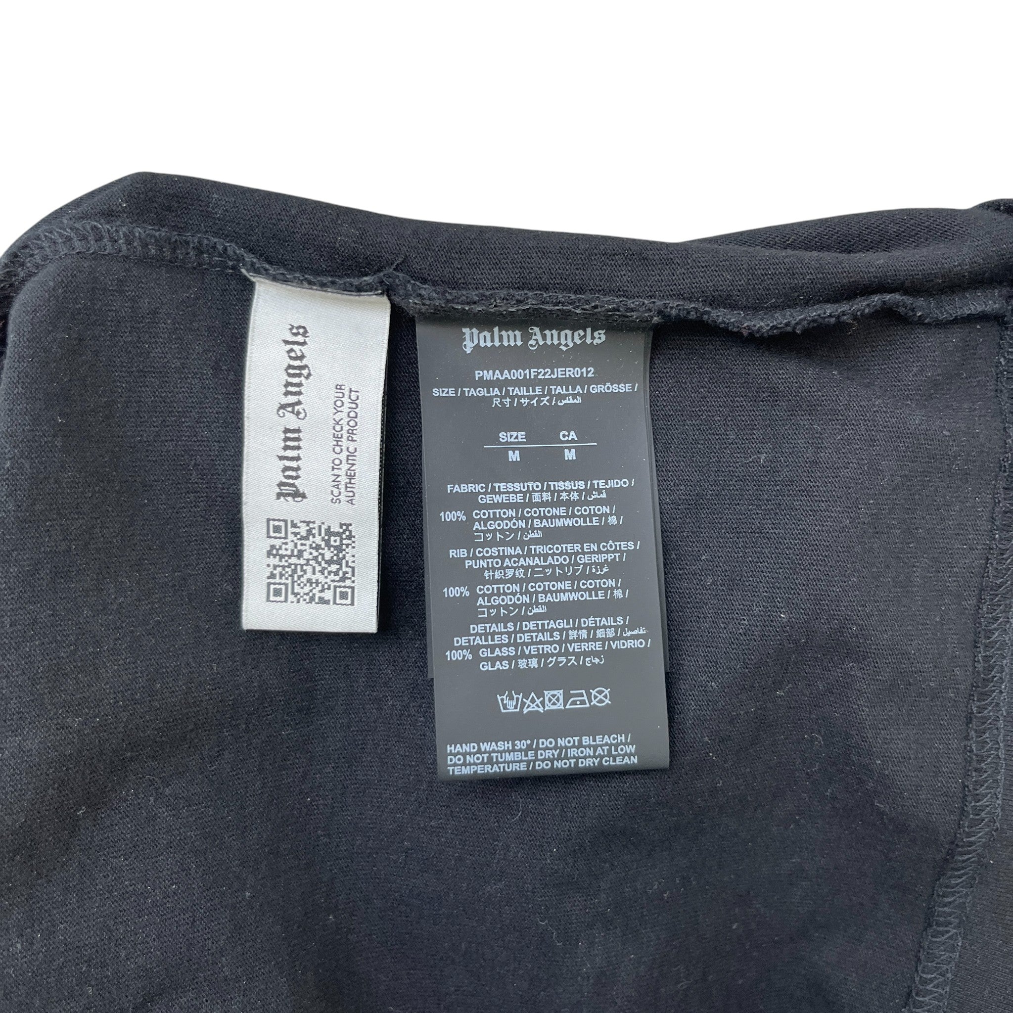 Men's Rhinestone Sprayed Logo T-Shirt Black Size M