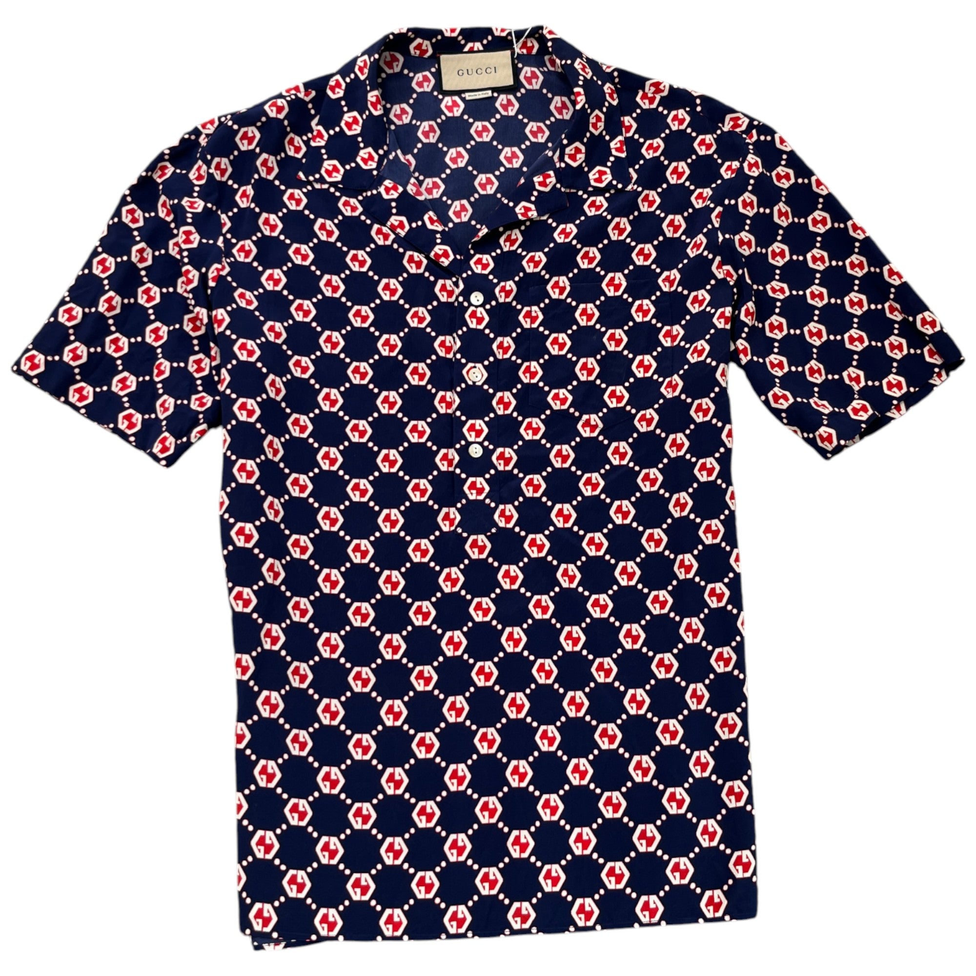 Men's Gg Silk Shirt & Short It 48 / Uk M Twin Set Suit Navy Size M