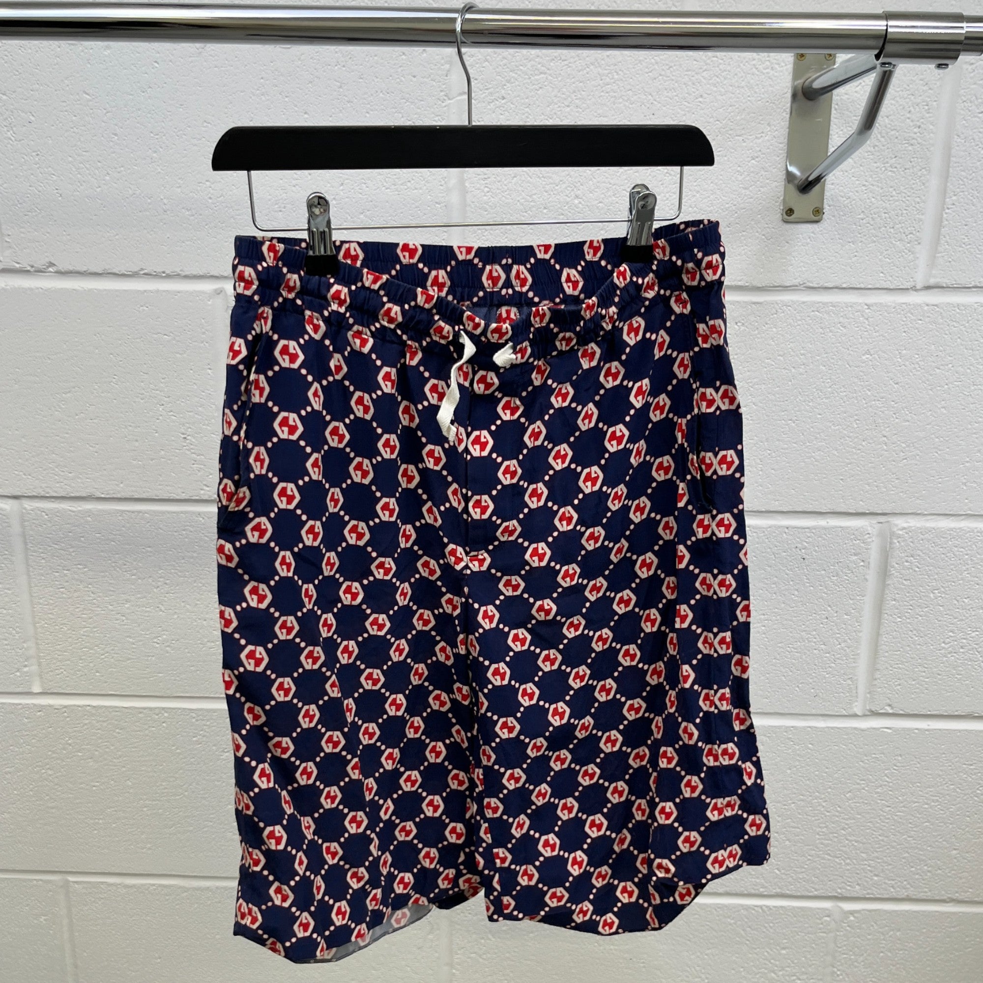 Men's Gg Silk Shirt & Short It 48 / Uk M Twin Set Suit Navy Size M