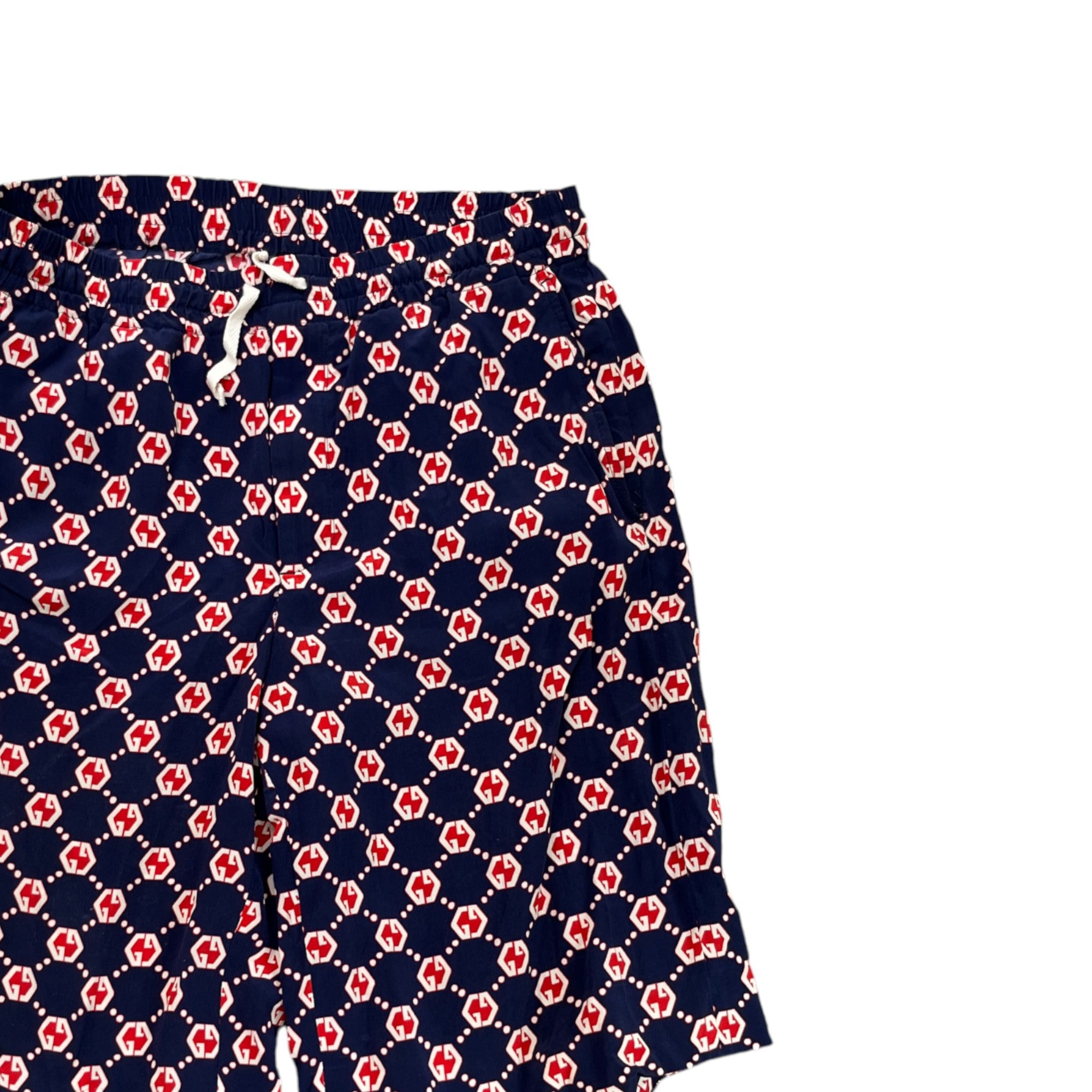 Men's Gg Hexagon Silk Crepe Shorts Blue Size IT 46 / UK 30