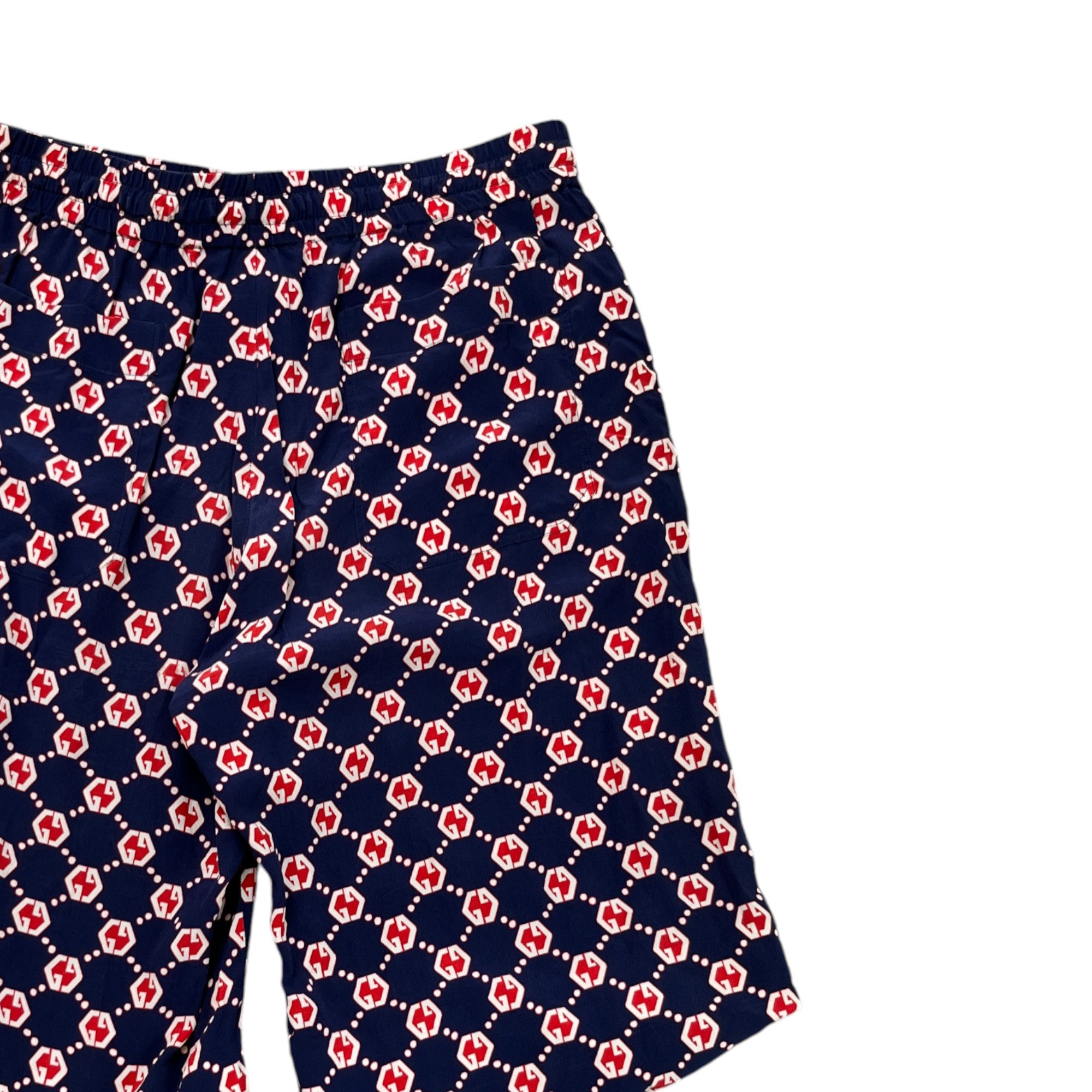 Men's Gg Hexagon Silk Crepe Shorts Blue Size IT 46 / UK 30