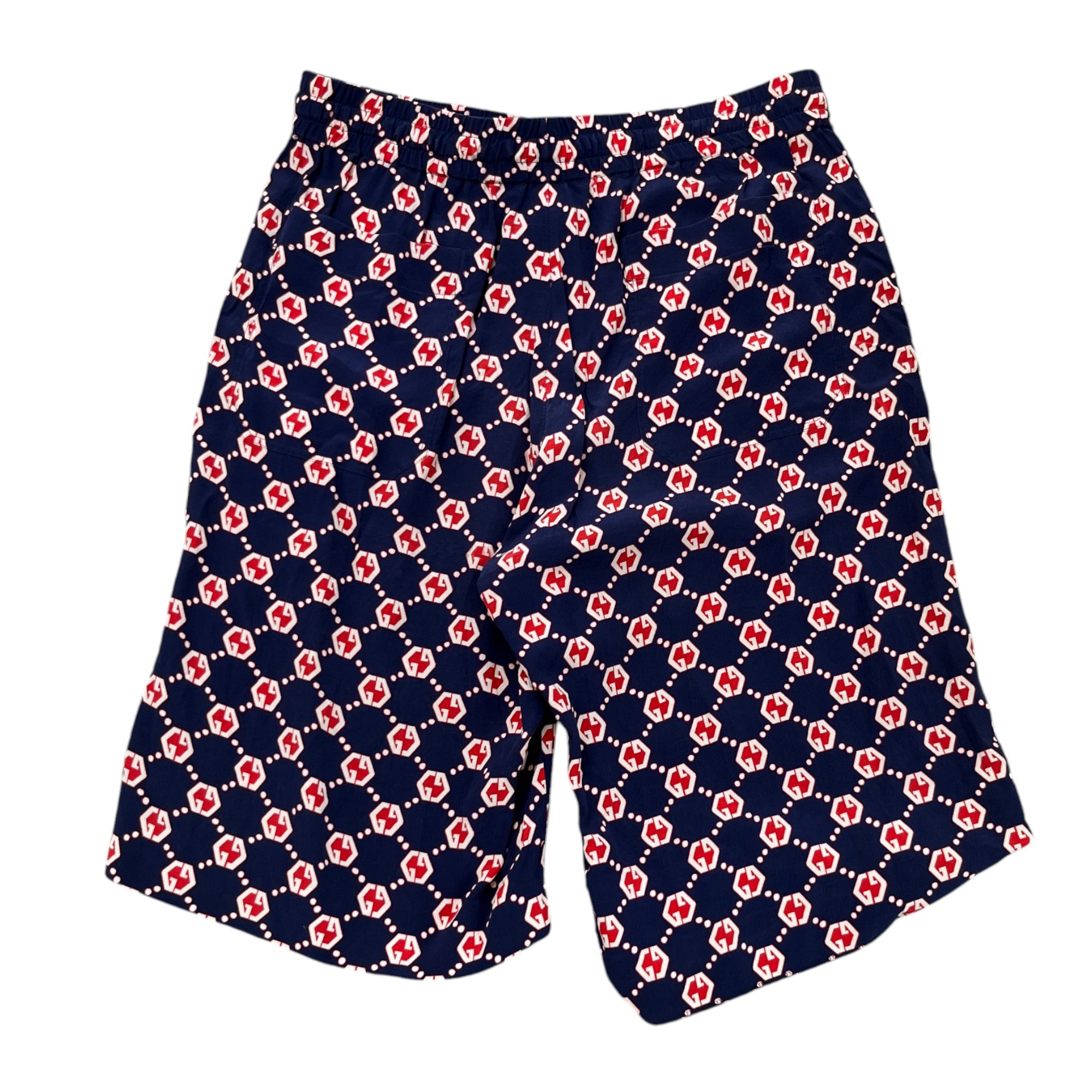 Men's Gg Hexagon Silk Crepe Shorts Blue Size IT 46 / UK 30