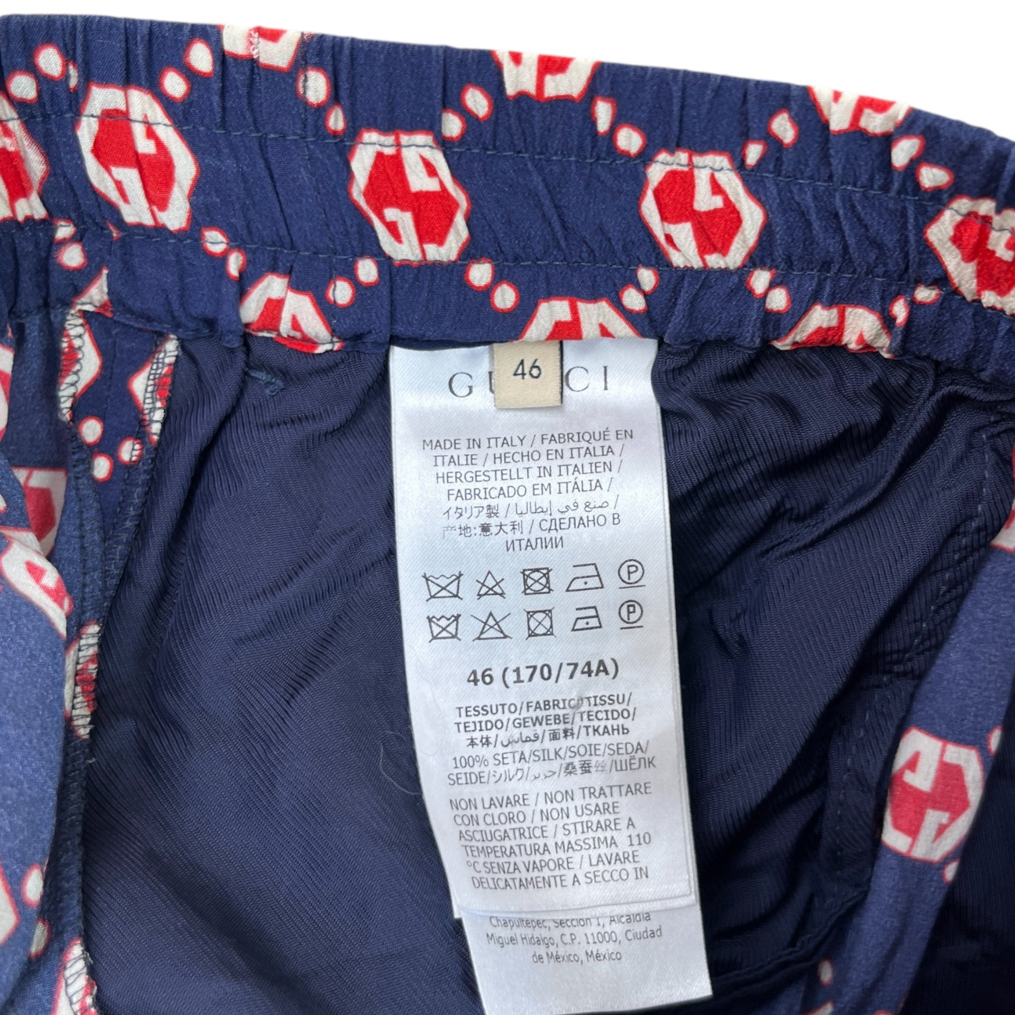 Men's Gg Hexagon Silk Crepe Shorts Blue Size IT 46 / UK 30