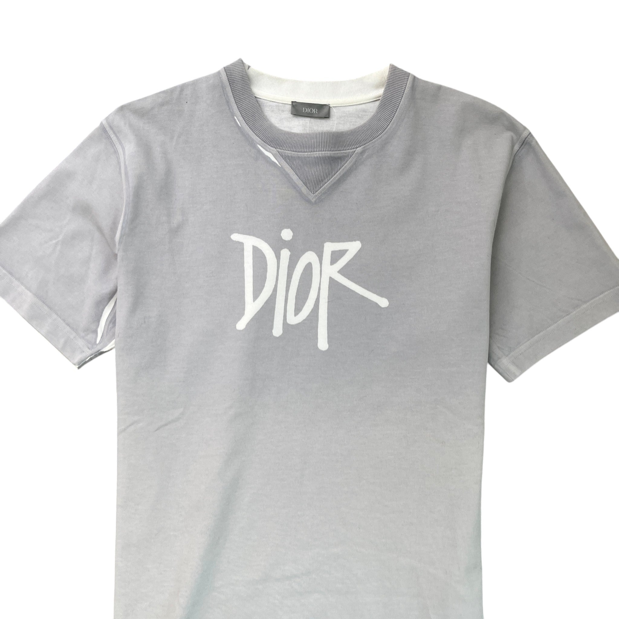 Men's X Shawn Stussy Limited Edition Oversized Logo T-Shirt Grey Size M