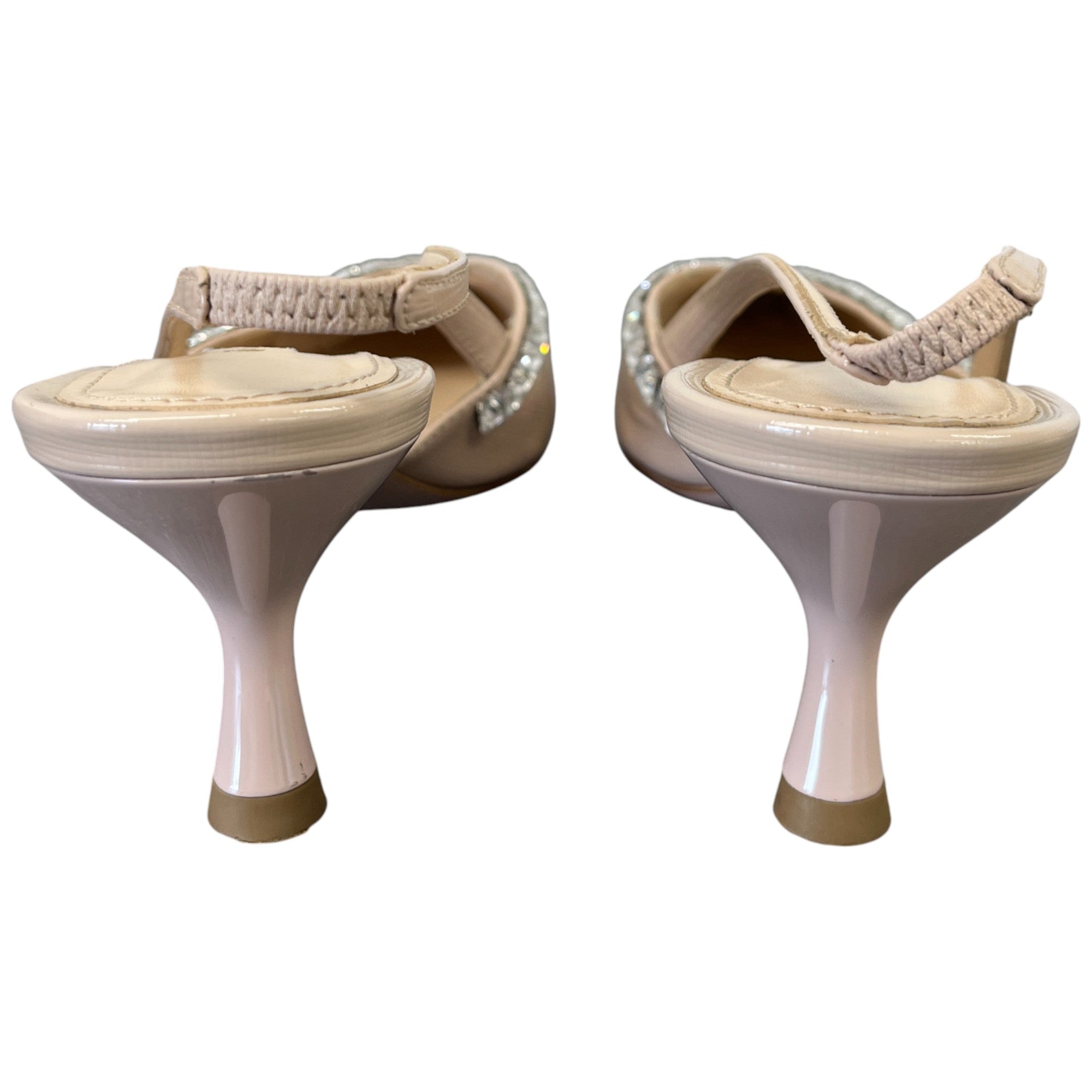 Women's Embellished Sling Back Heels Beige Size EU 36.5 / UK 3.5