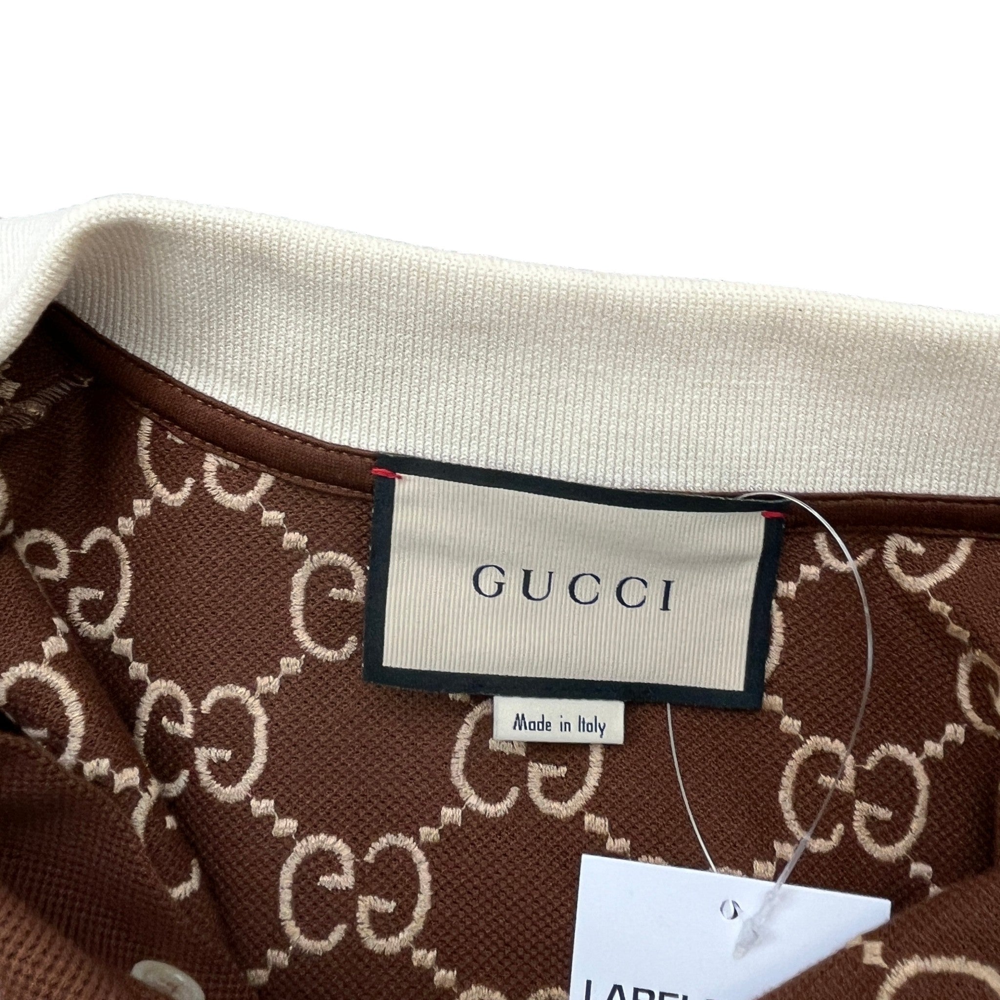 Men's Gg Supreme Web Polo Shirt Brown Size M