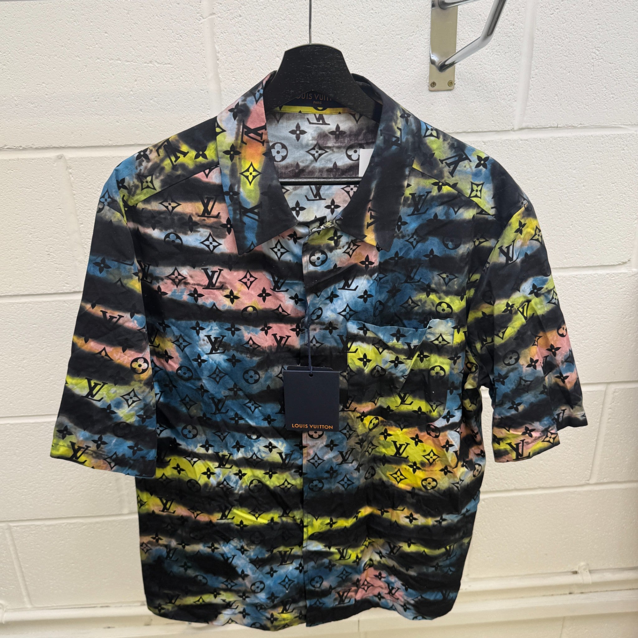 Men's Monogram Print OverShirt Black Size S