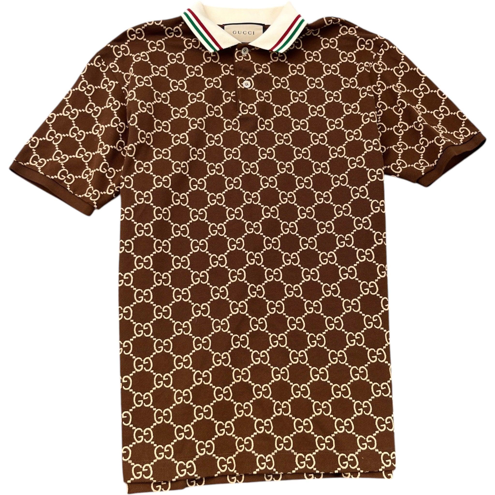 Men's Gg Supreme Web Polo Shirt Brown Size M