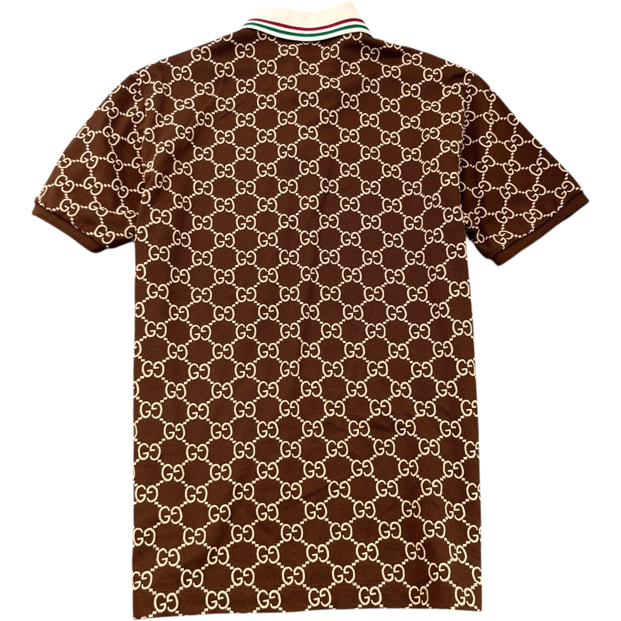 Men's Gg Supreme Web Polo Shirt Brown Size M