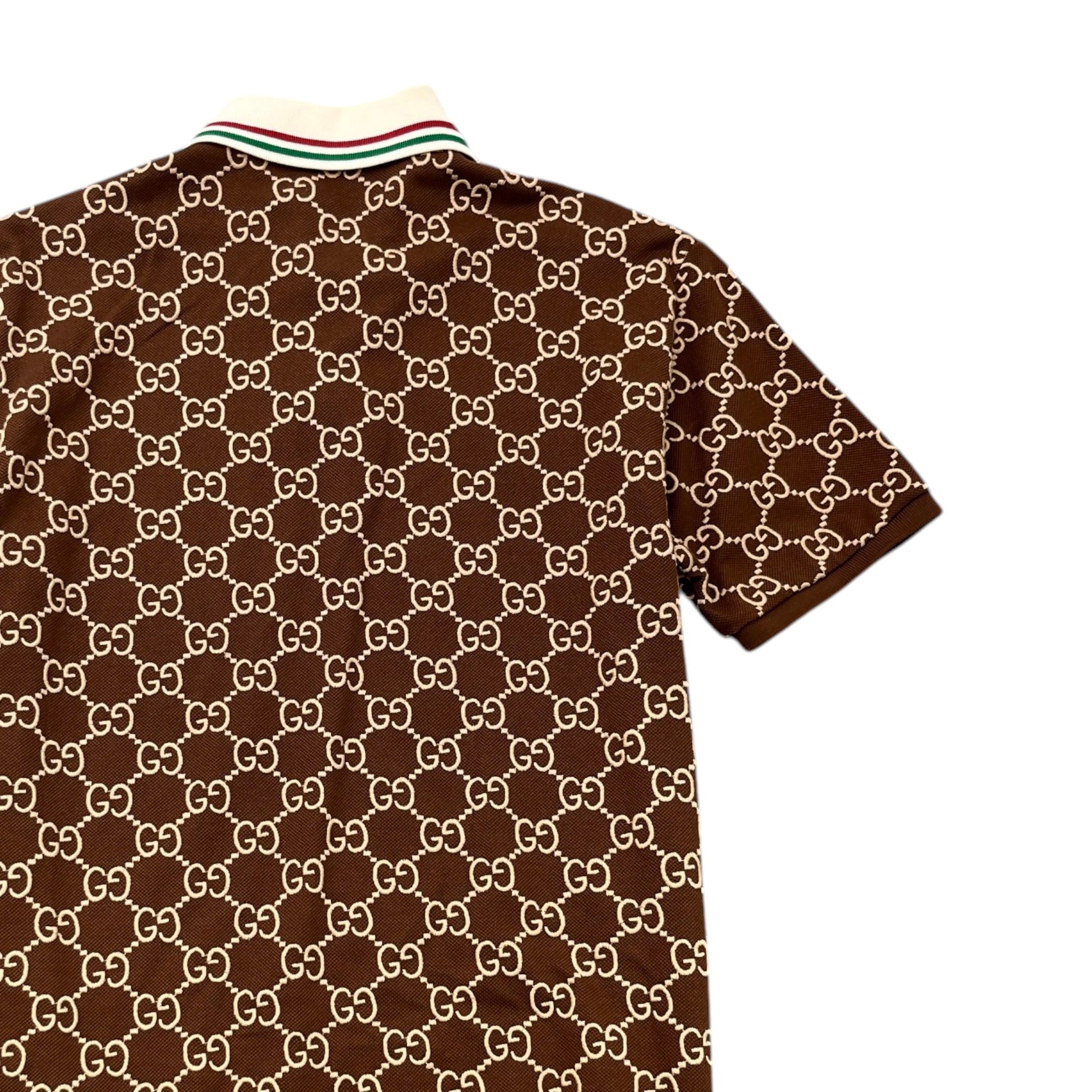 Men's Gg Supreme Web Polo Shirt Brown Size M