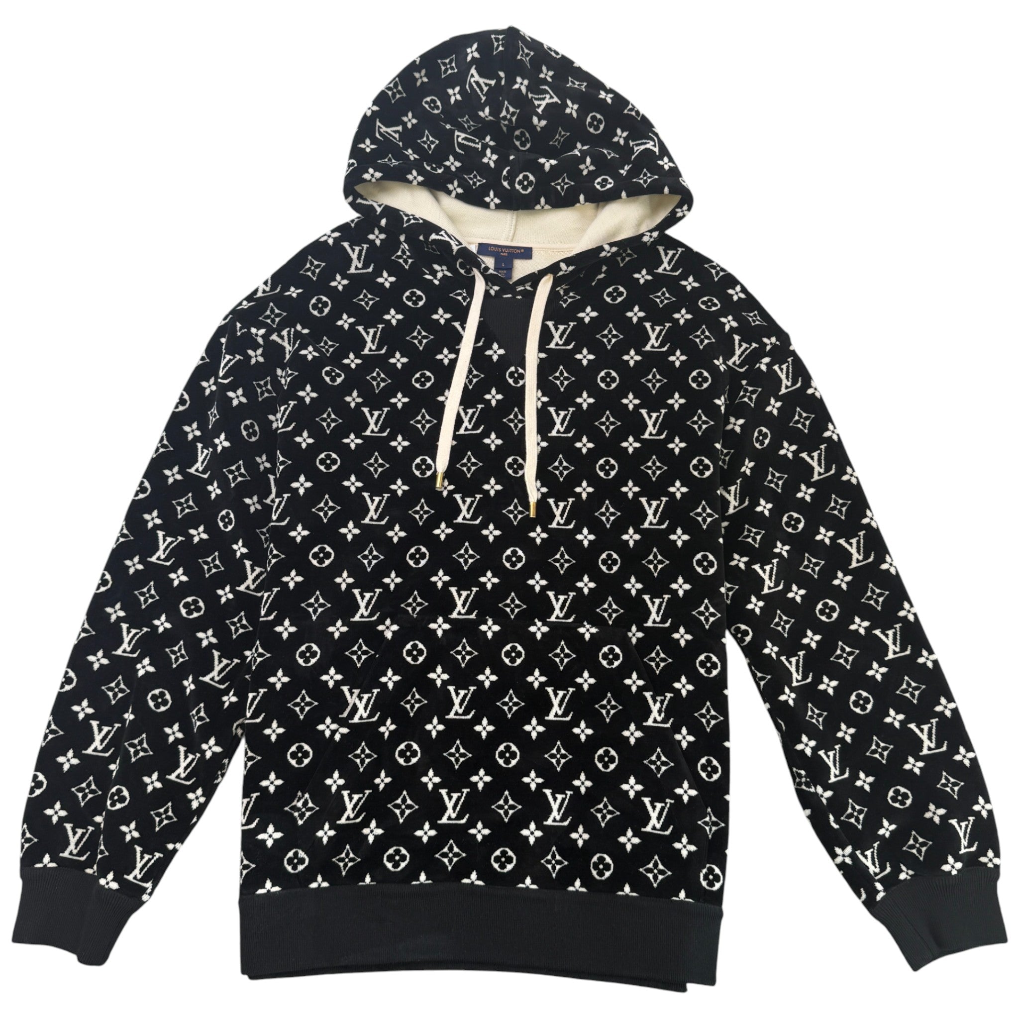 Women's Monogram Velour Hoodie Black Size L