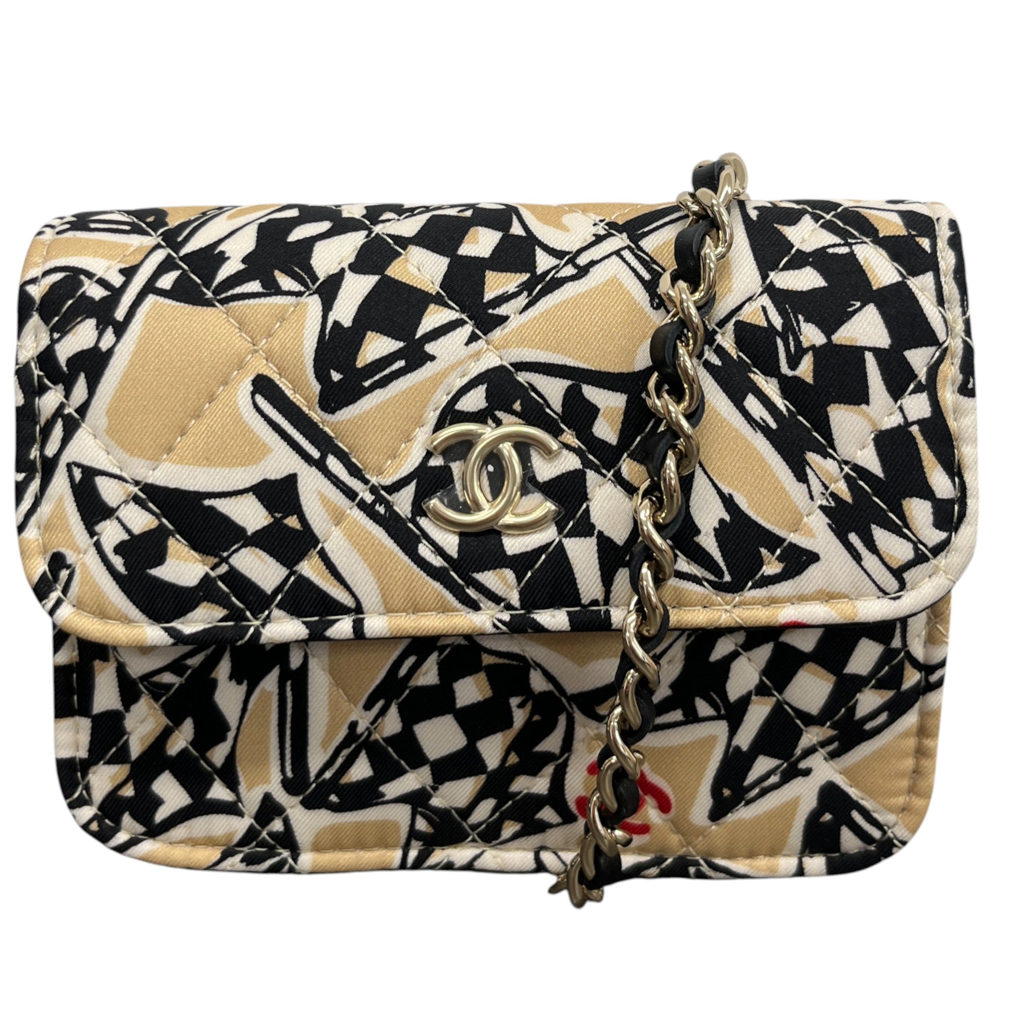 Women's Flag Mini Wallet On Chain Bag Beige