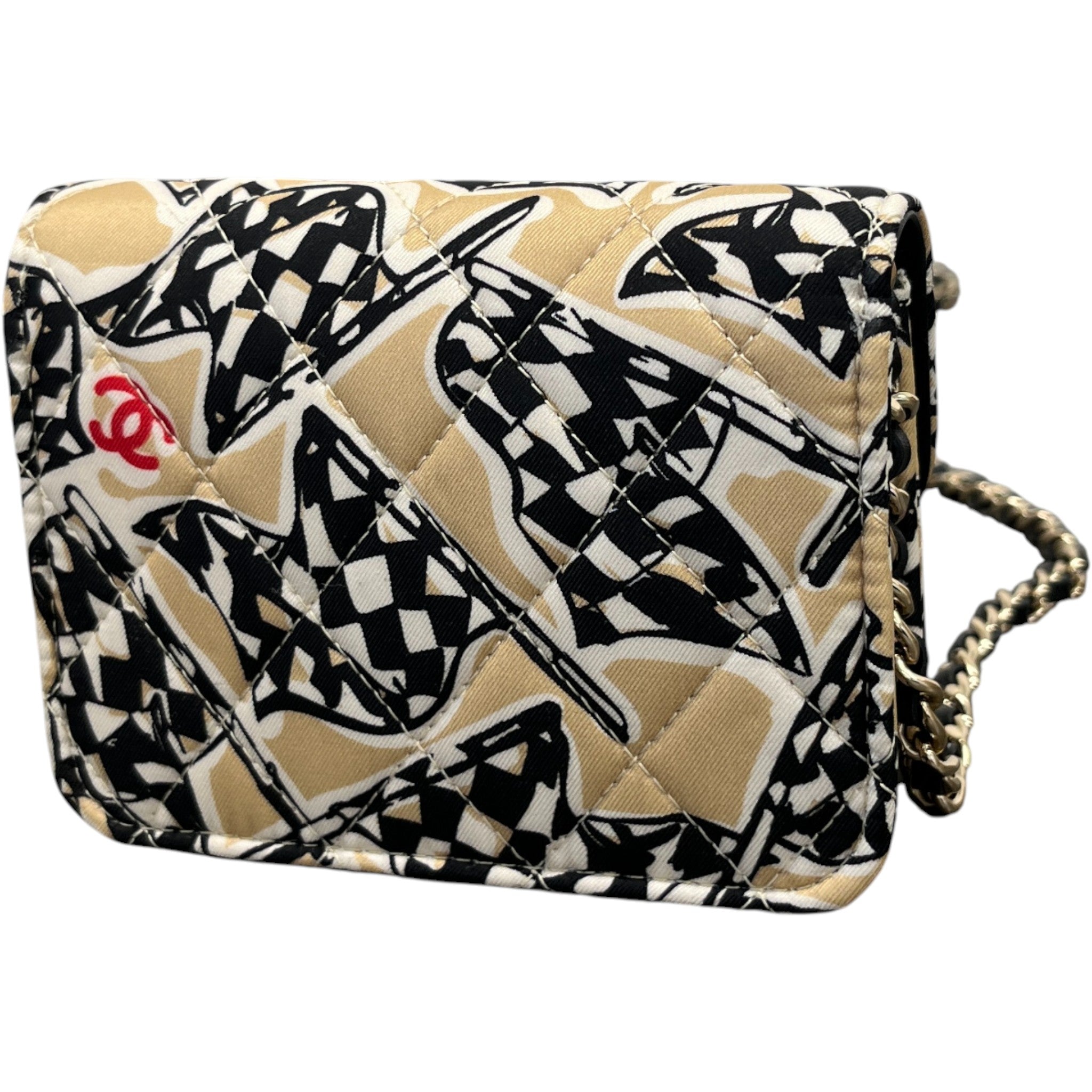Women's Flag Mini Wallet On Chain Bag Beige