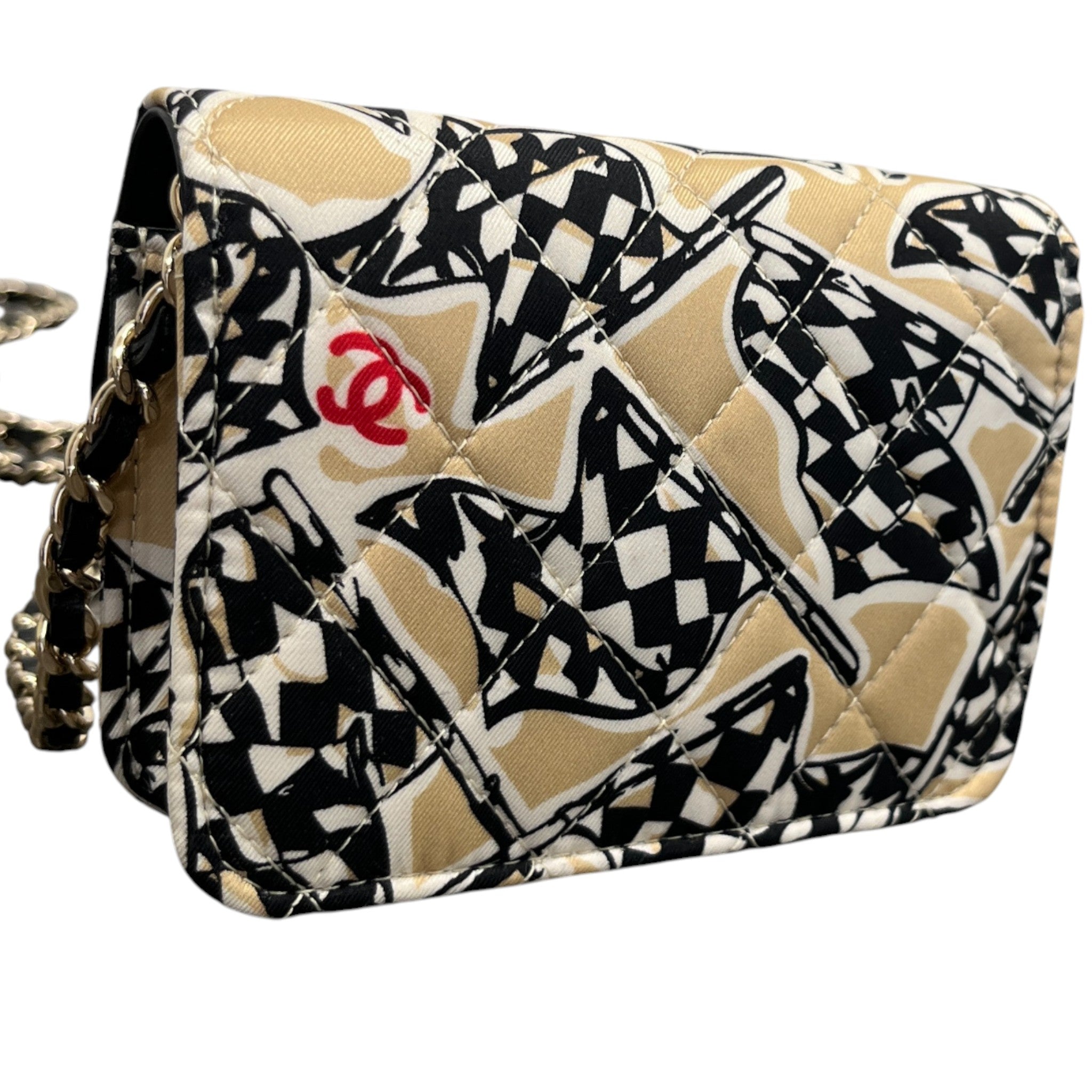 Women's Flag Mini Wallet On Chain Bag Beige