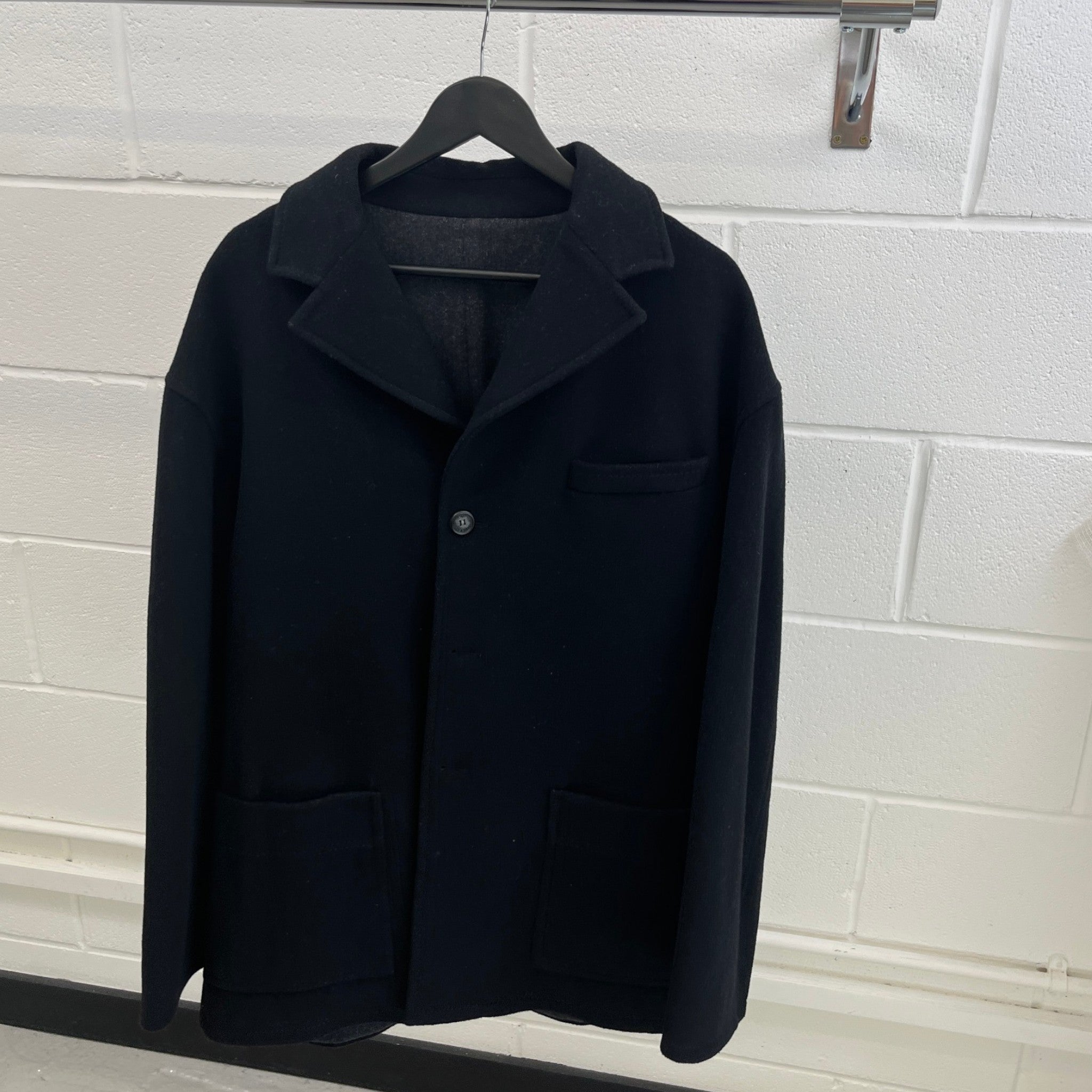 Men's Logo Button Trench Jacket Grey Size IT 52 / XL