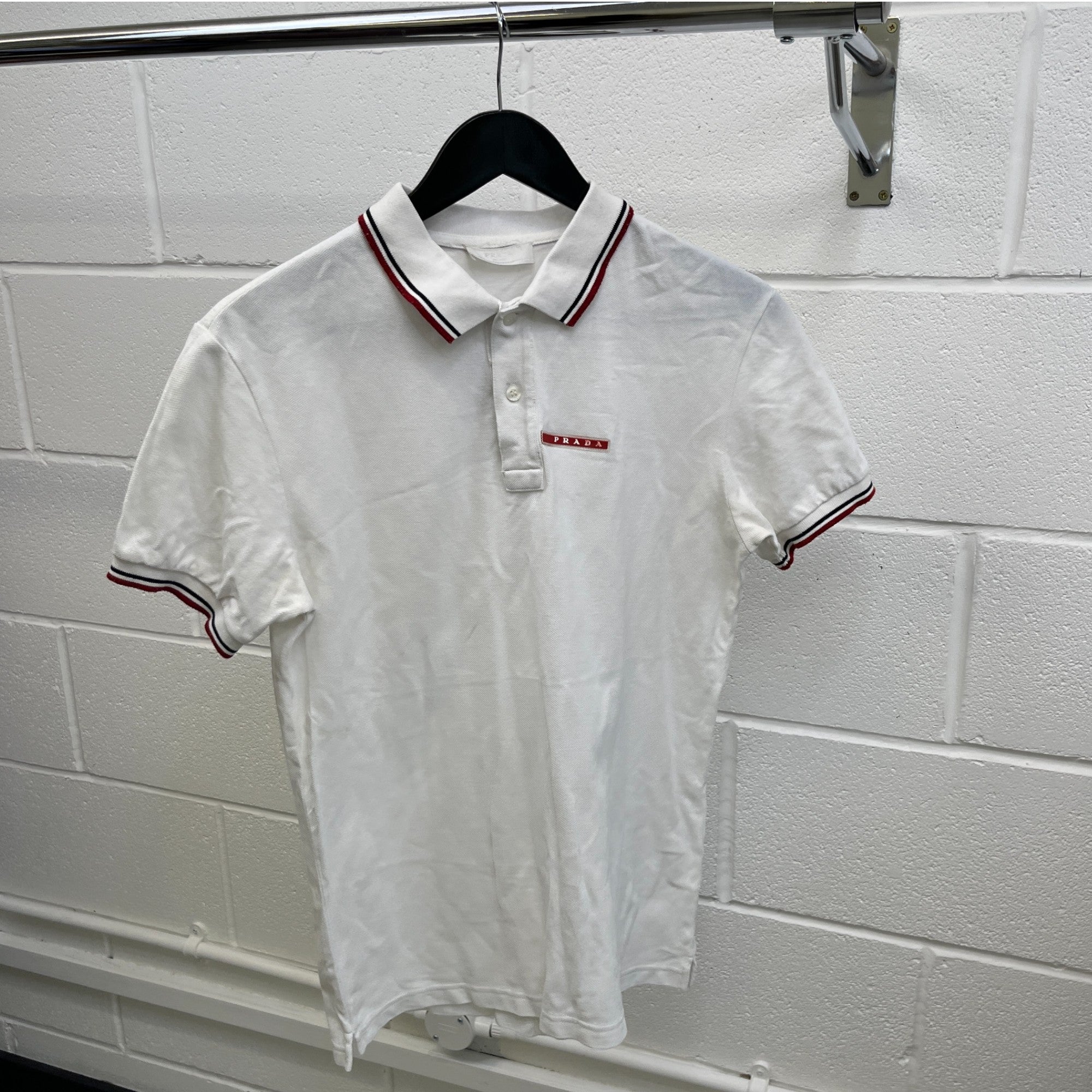 Men's Linear Rosa Logo Polo Shirt White Size M