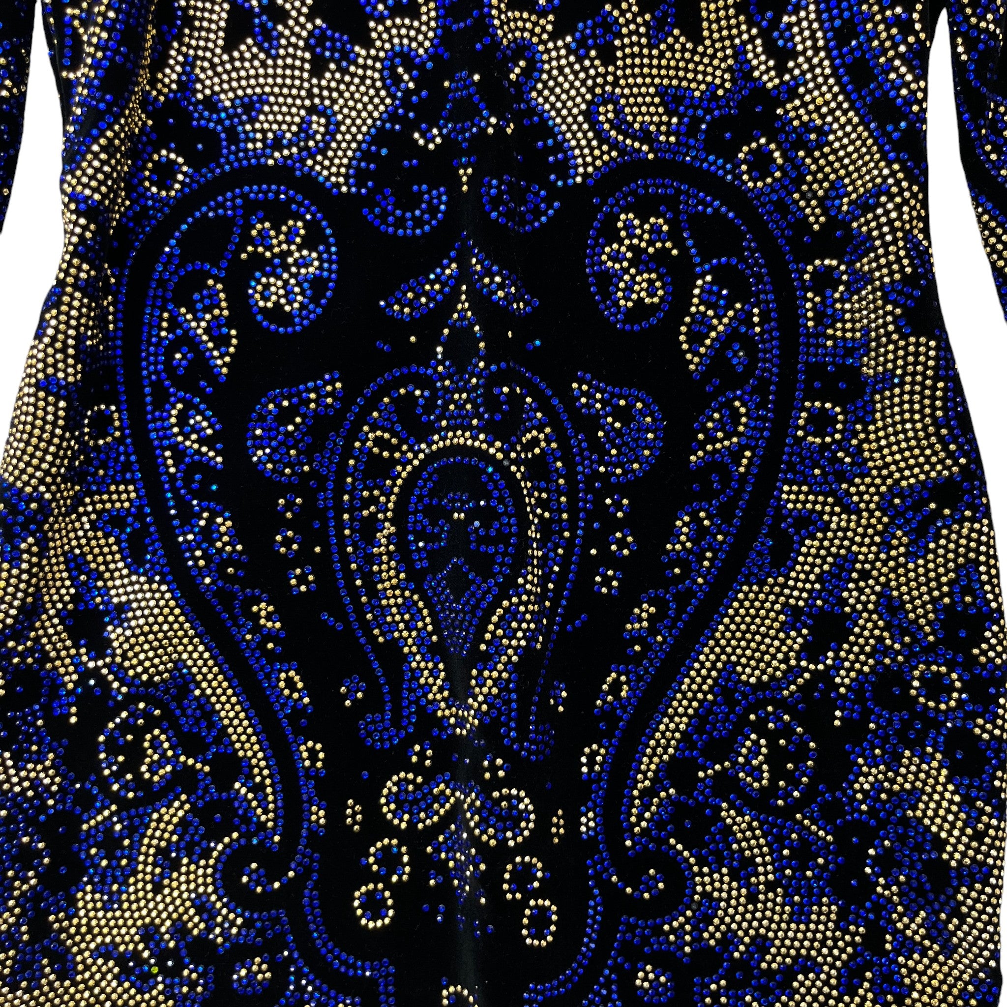 Women's Embellished Velvet Mini Dress Top Blue Size S