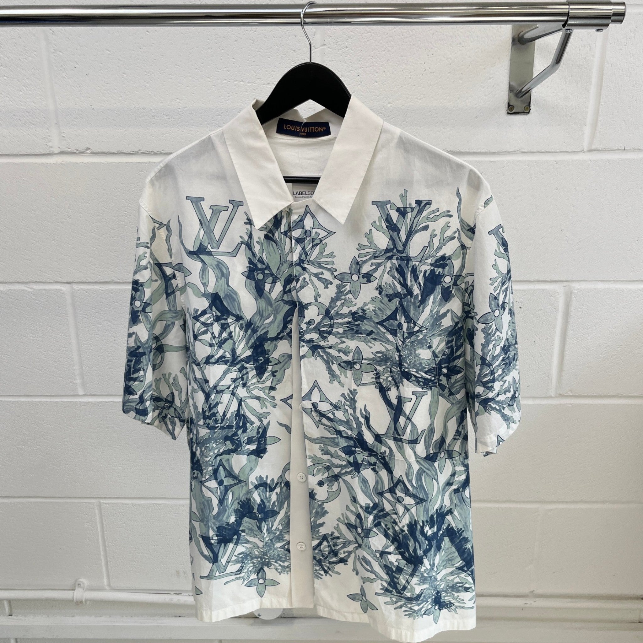 Men's Monogram Aquagarden Motif Short Sleeve Shirt White Size L