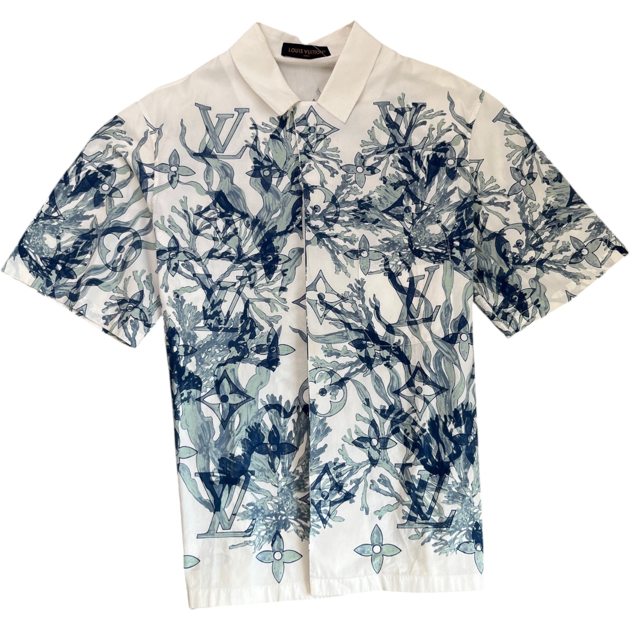 Men's Monogram Aquagarden Motif Short Sleeve Shirt White Size L