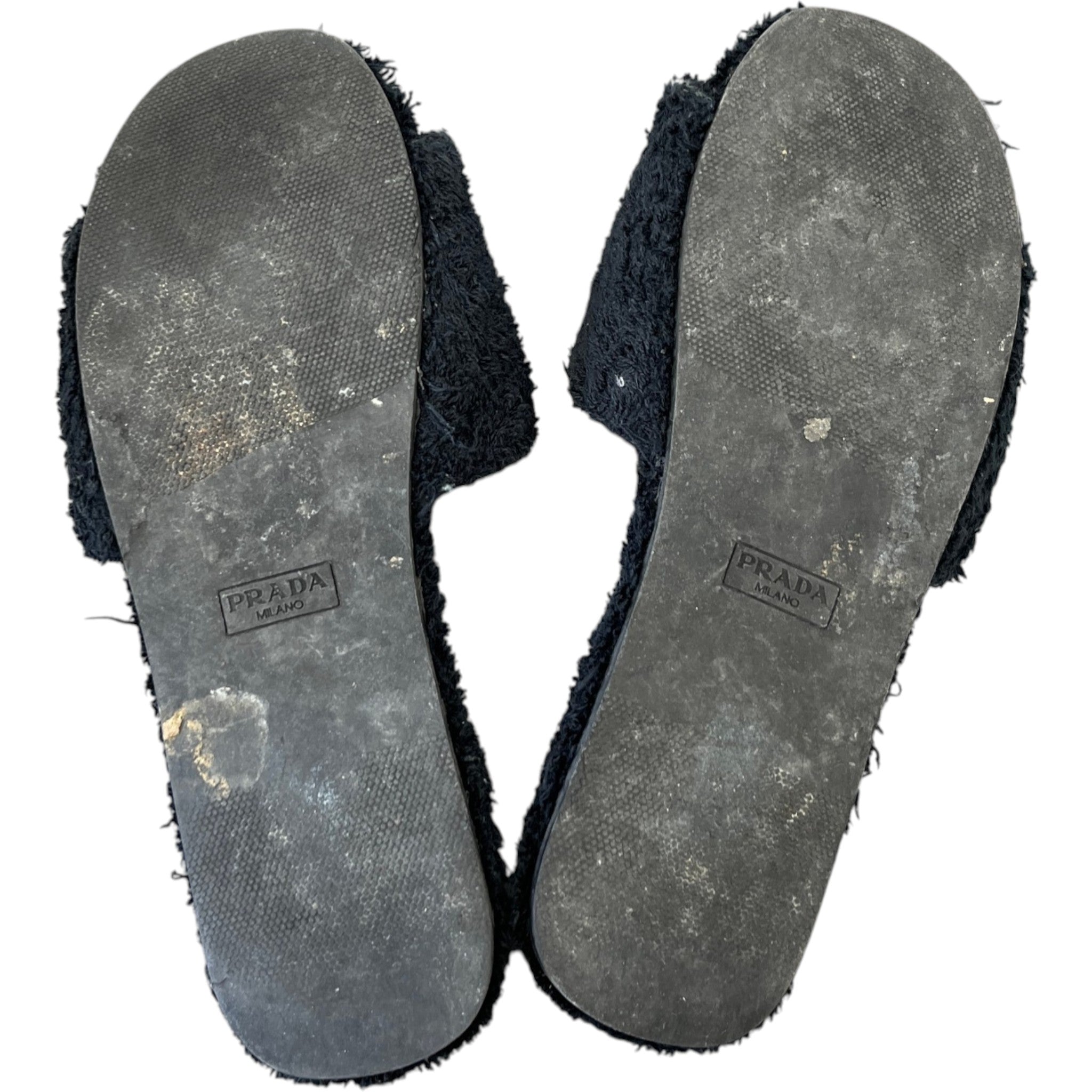 Women's Shearling Plaque Logo Slides Black Size EU 37 / UK 4
