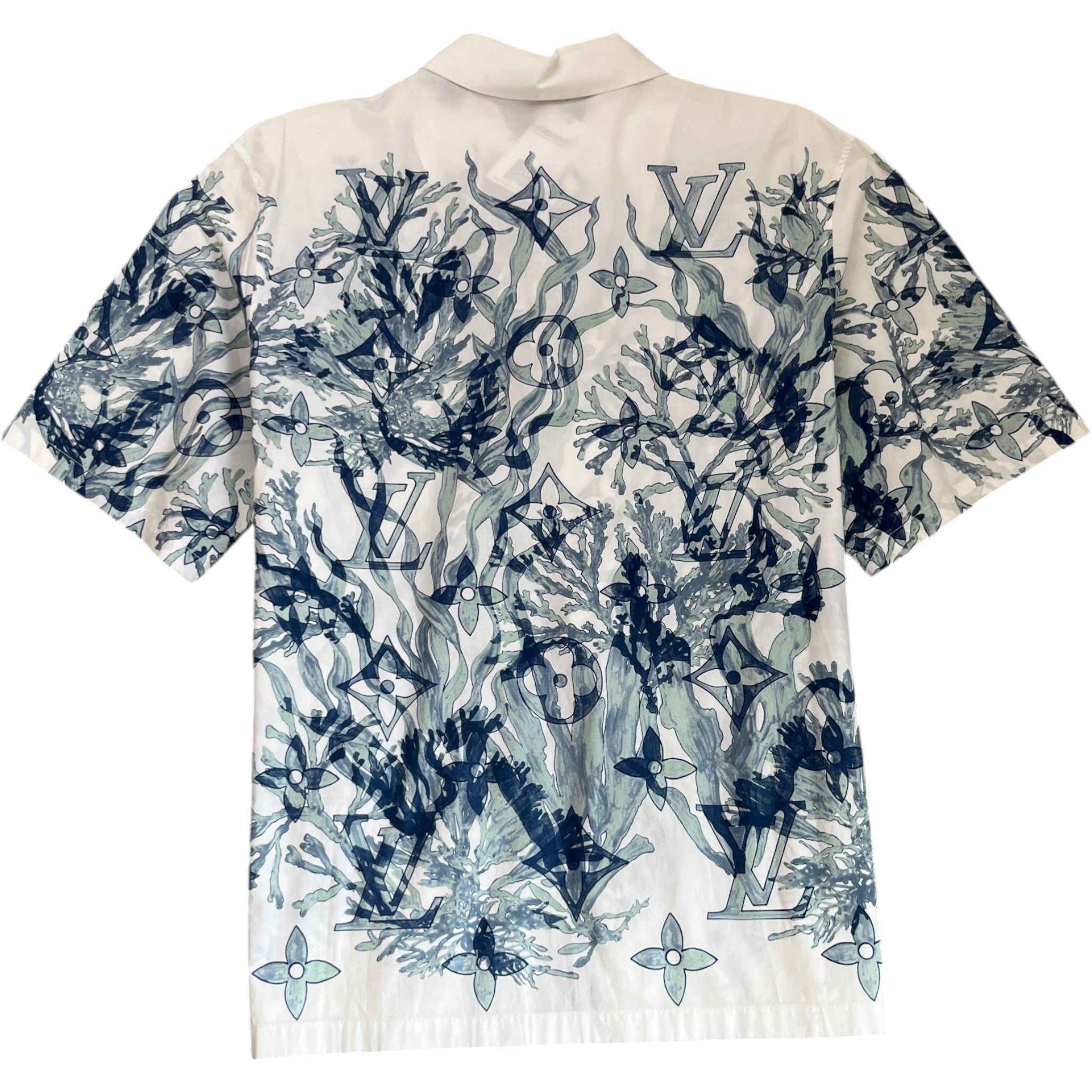 Men's Monogram Aquagarden Motif Short Sleeve Shirt White Size L