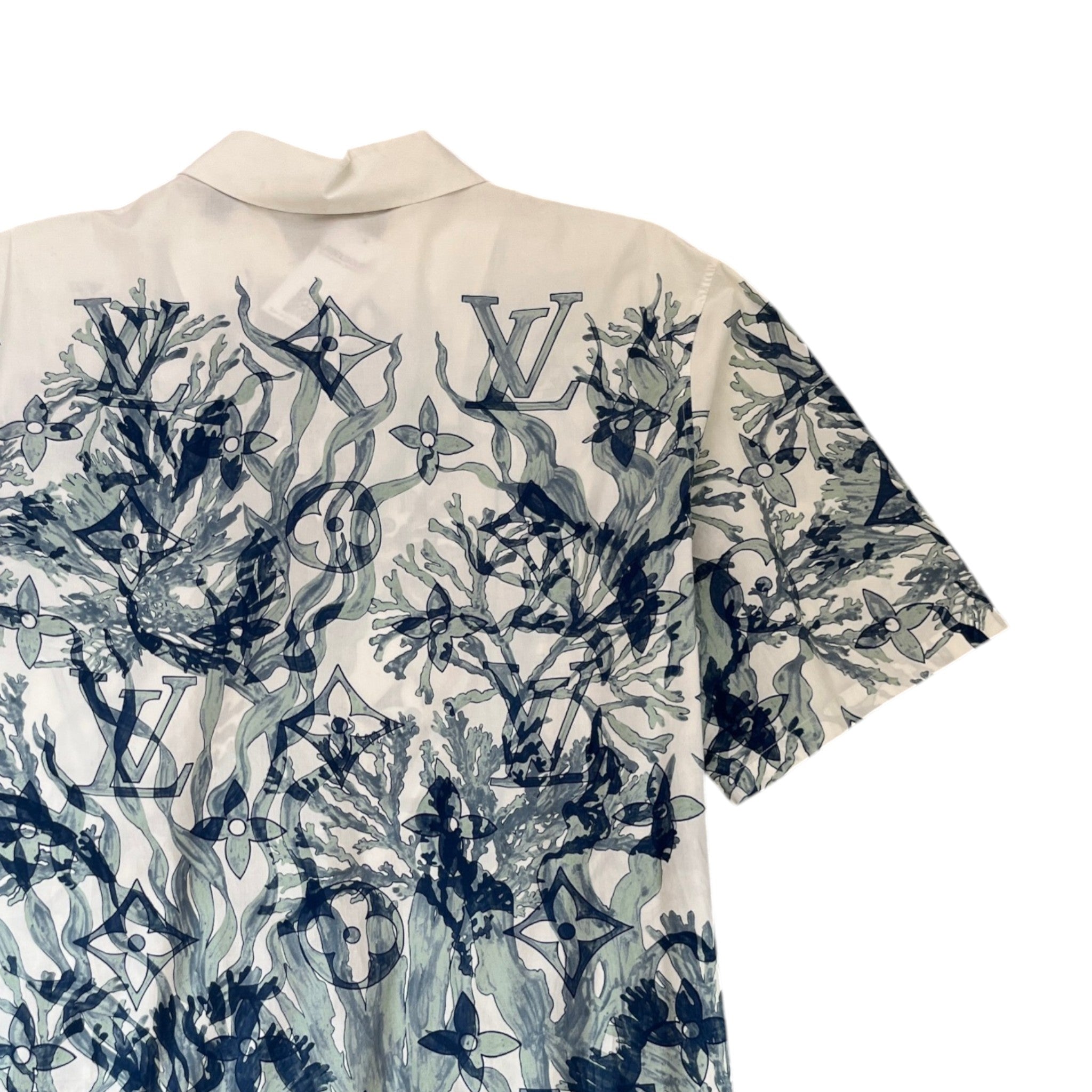 Men's Monogram Aquagarden Motif Short Sleeve Shirt White Size L