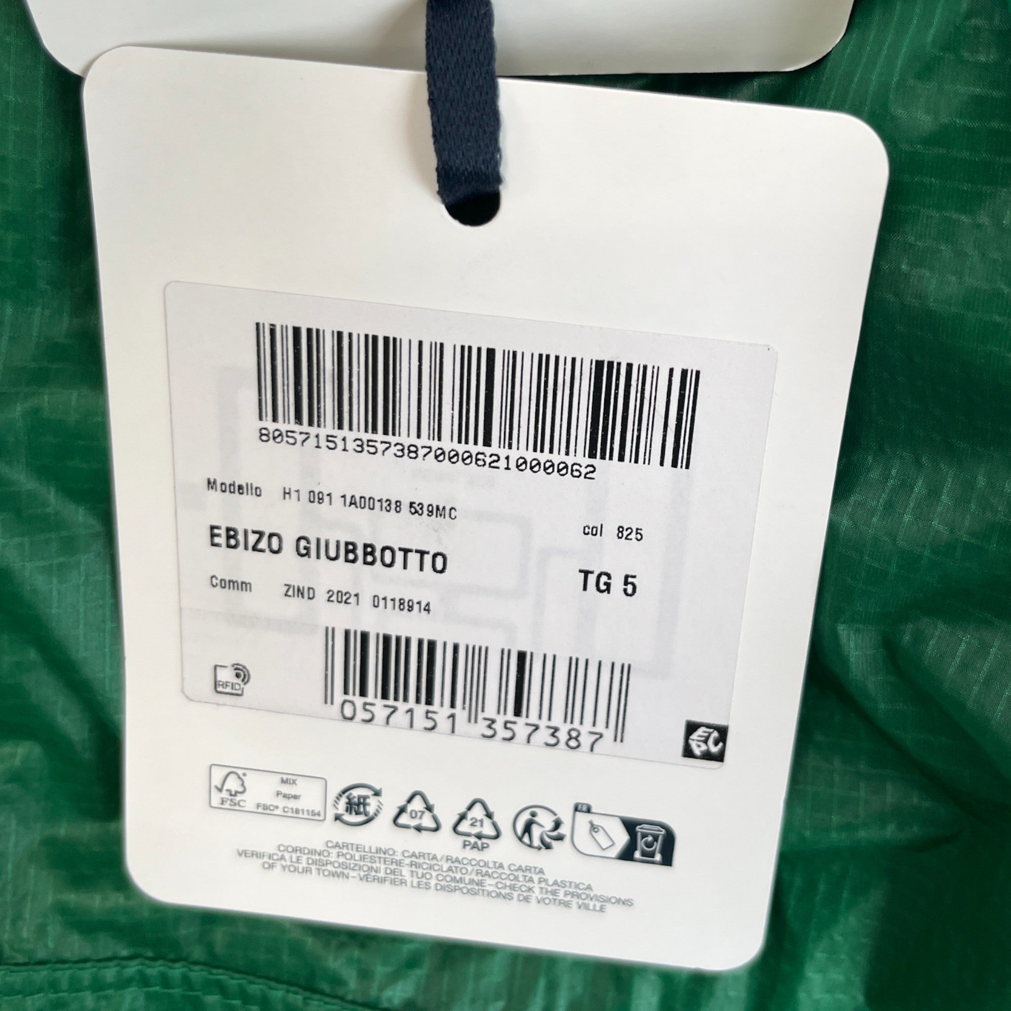 Men's Ebizo Windbreaker Green Size 5 / XXL