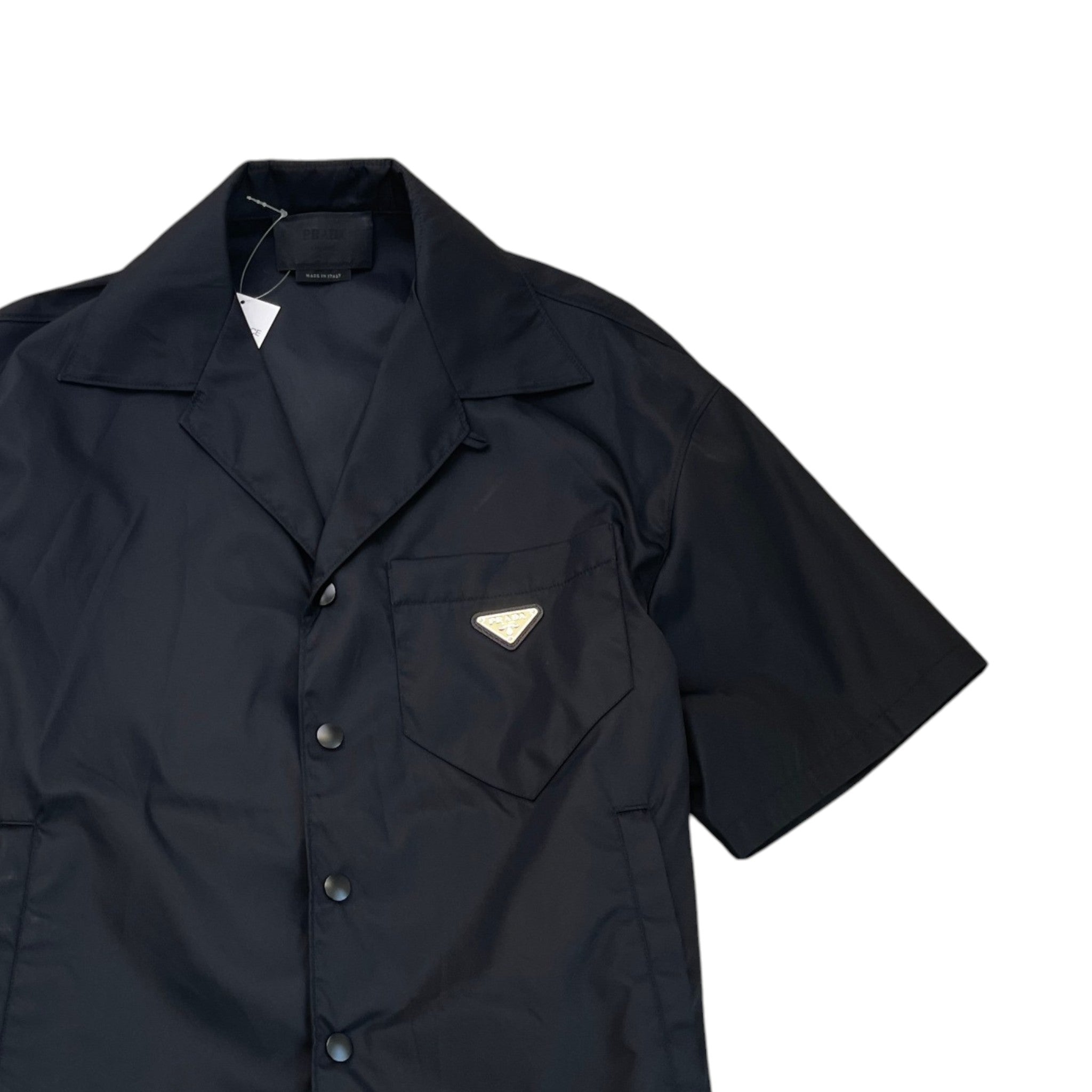 Men's Plaque Logo Short Sleeve Shirt Black Size M