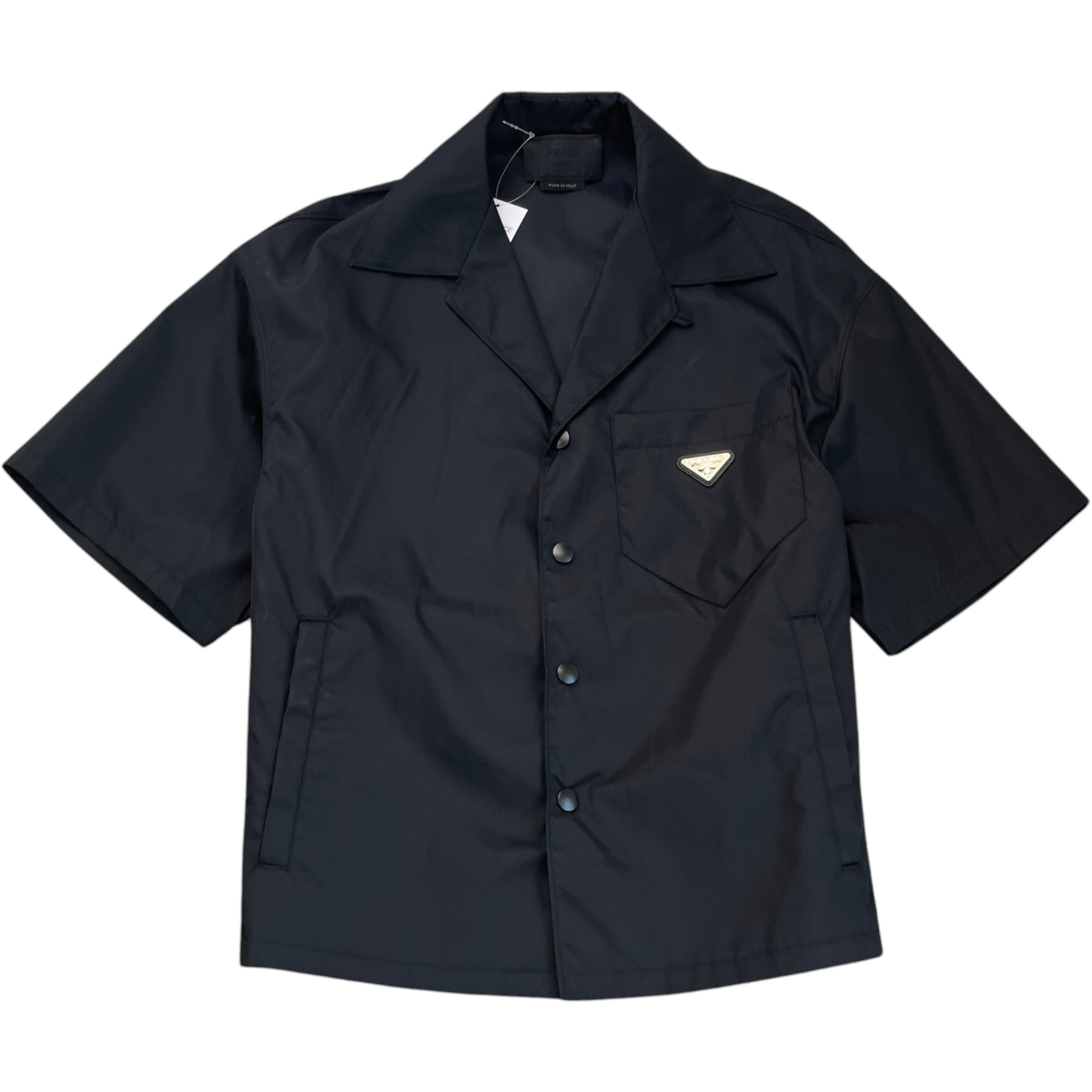 Men's Plaque Logo Short Sleeve Shirt Black Size M