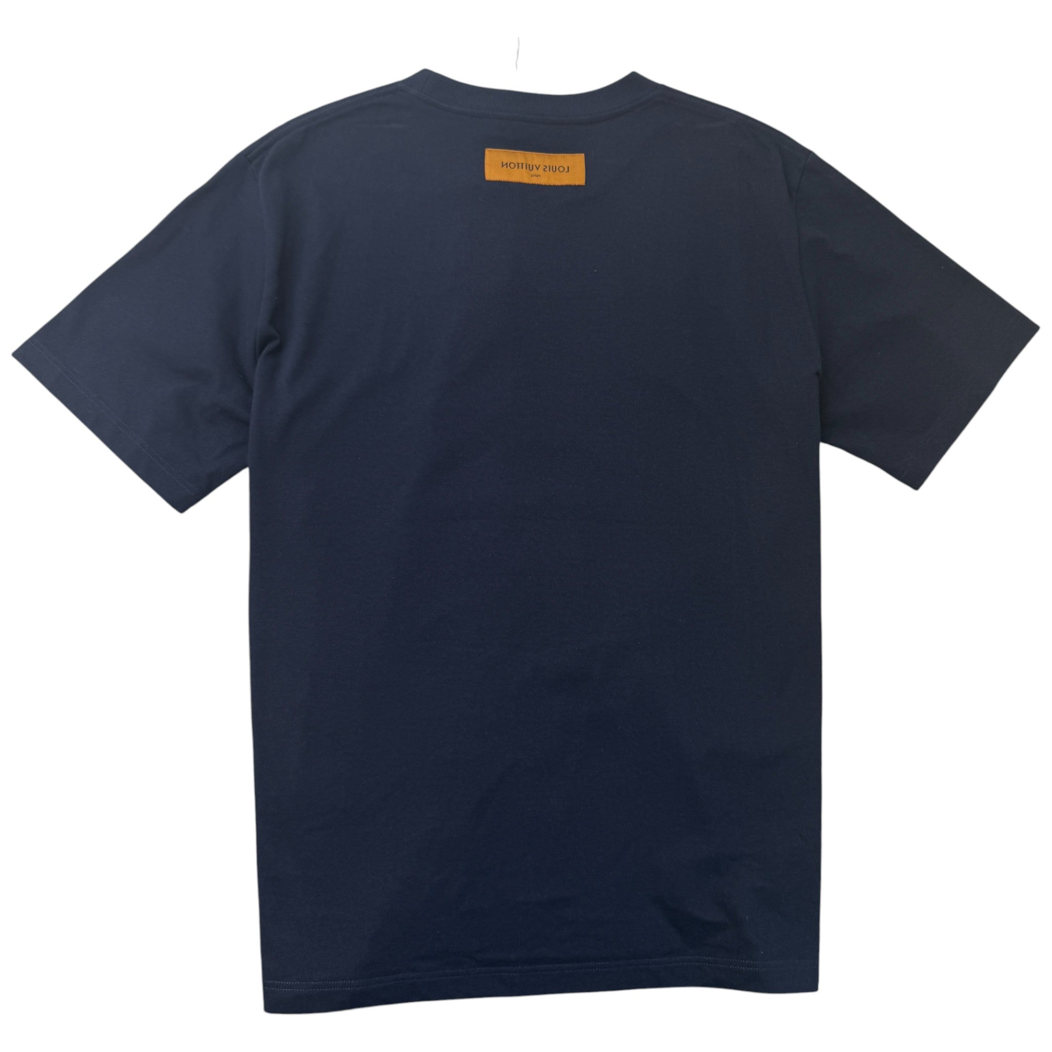 Men's Flower Embroidered Logo T-Shirt Navy Size XXL