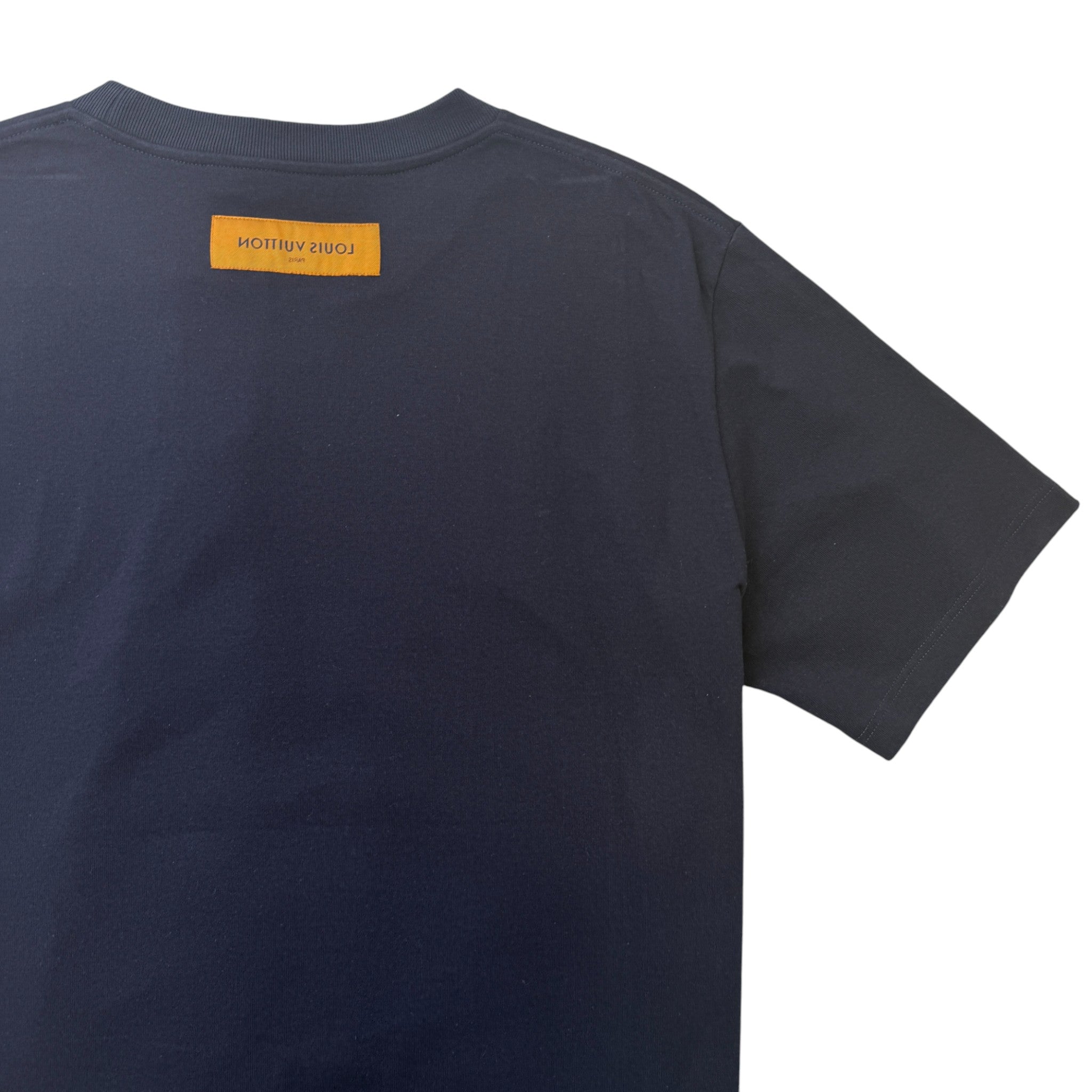 Men's Flower Embroidered Logo T-Shirt Navy Size XXL