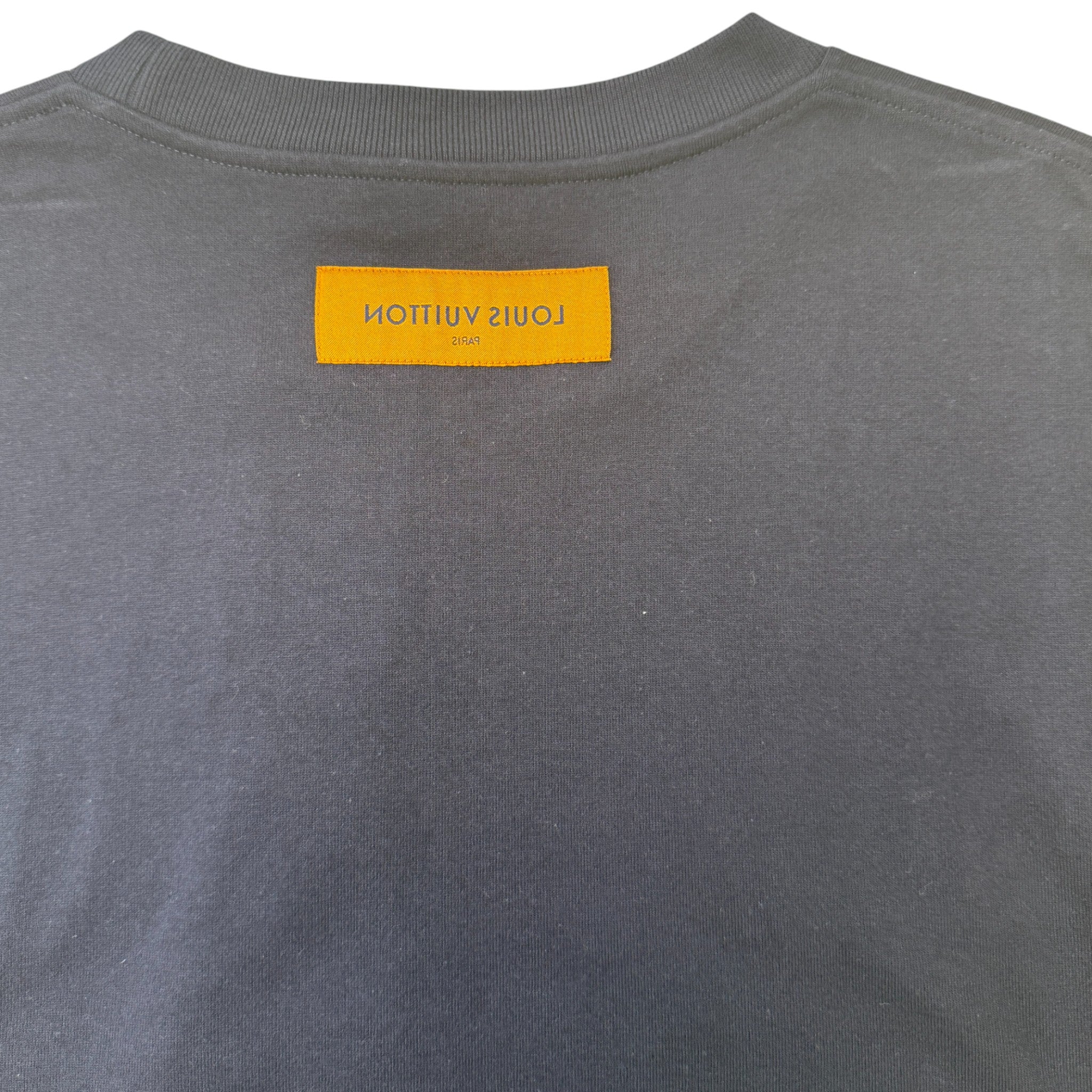 Men's Flower Embroidered Logo T-Shirt Navy Size XXL