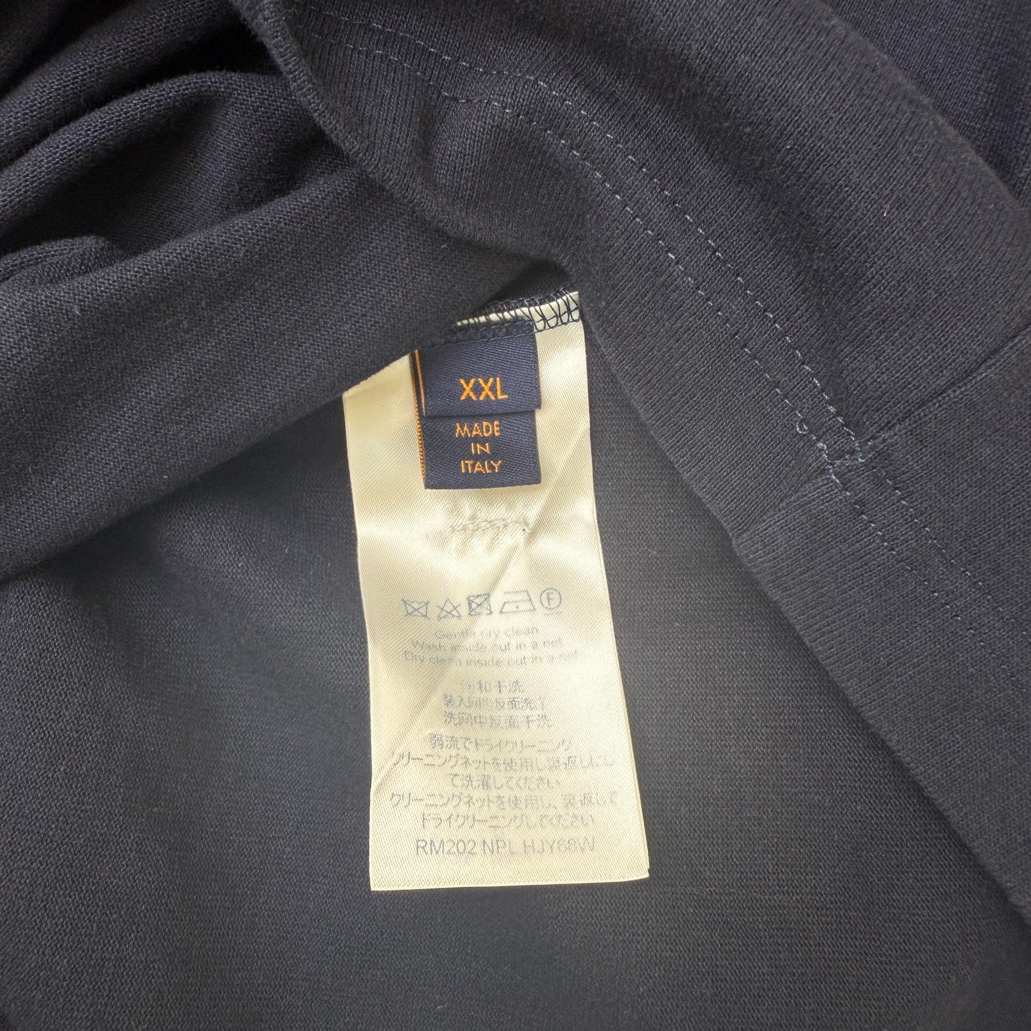 Men's Flower Embroidered Logo T-Shirt Navy Size XXL