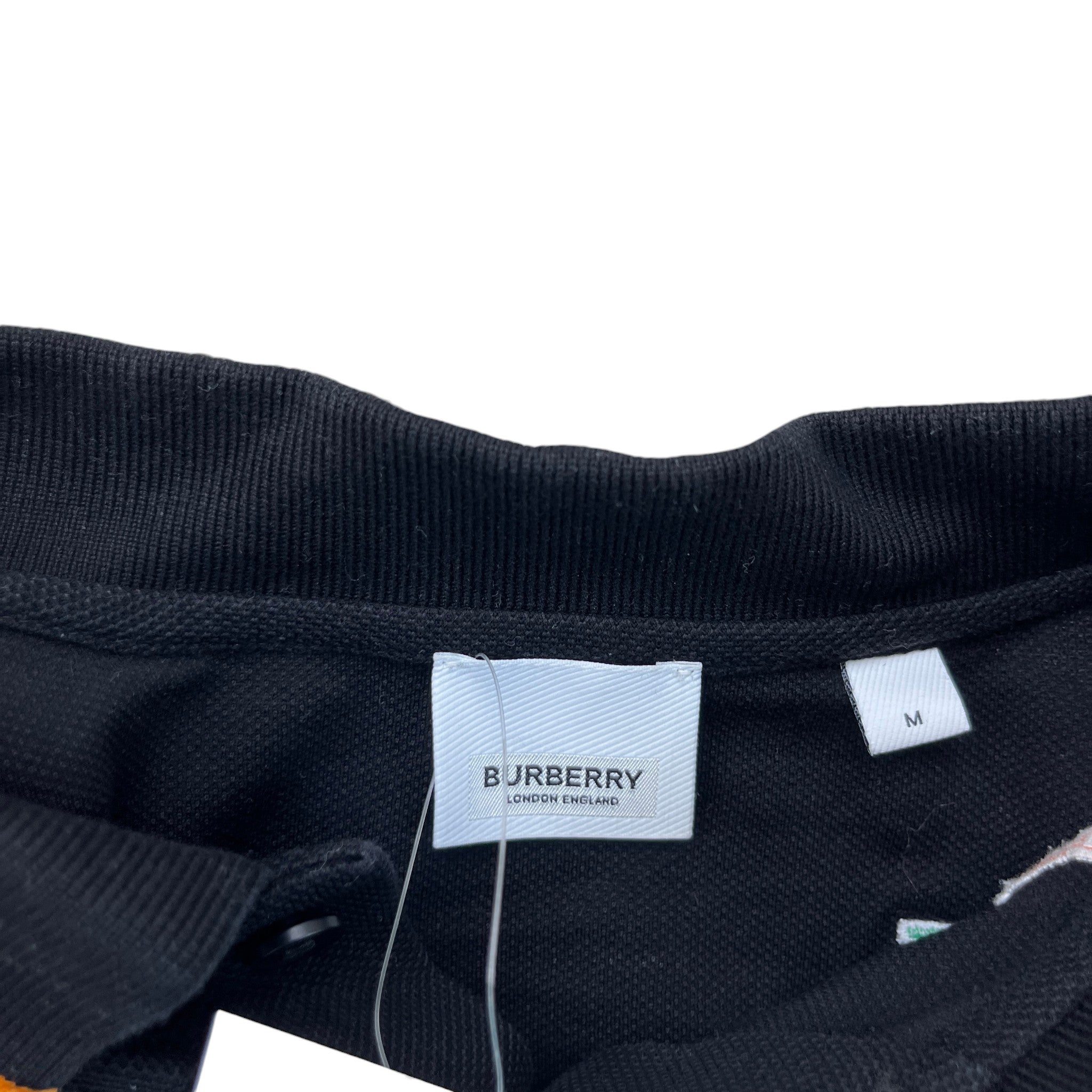 Men's Embroidered Logo Polo Shirt Black Size M