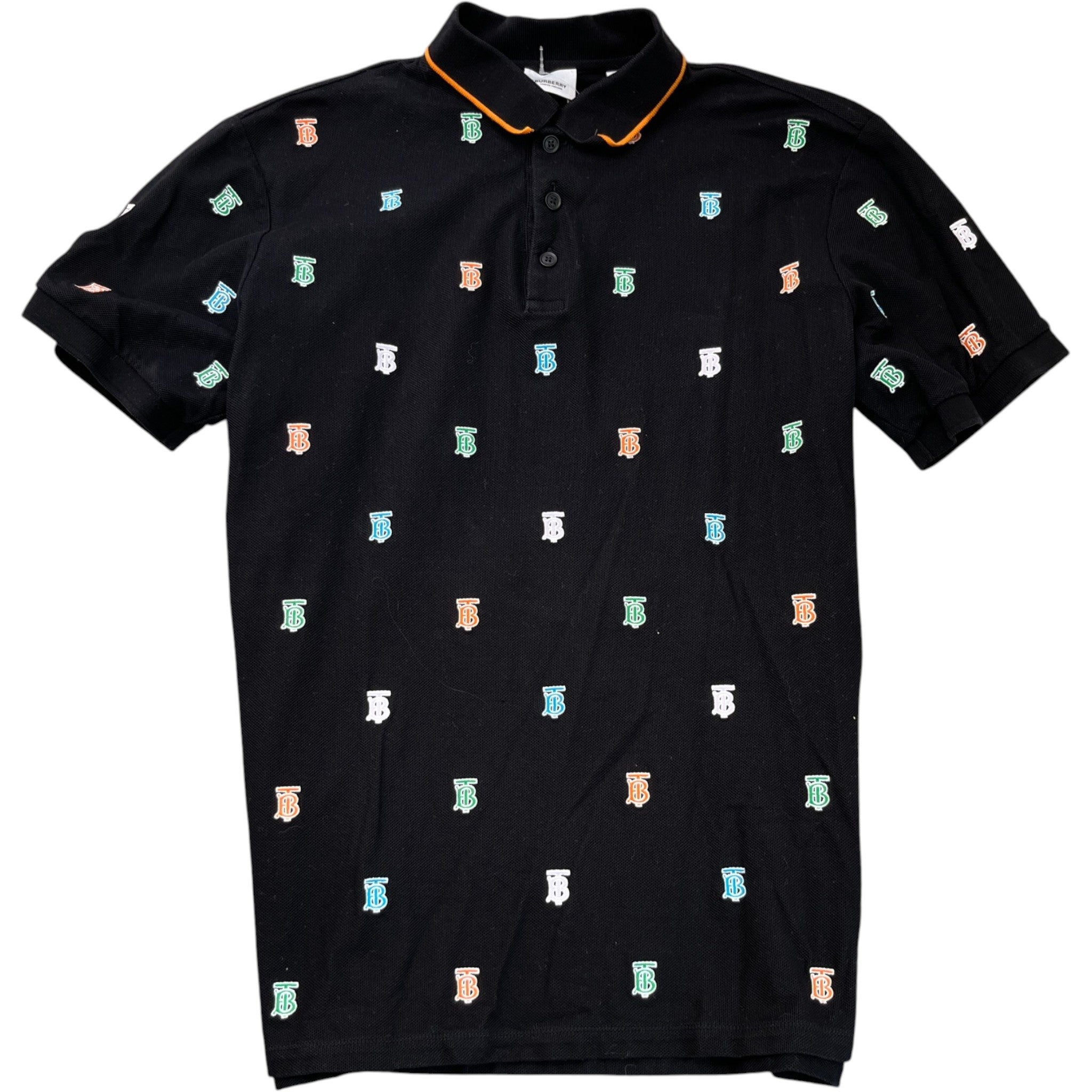 Men's Embroidered Logo Polo Shirt Black Size M