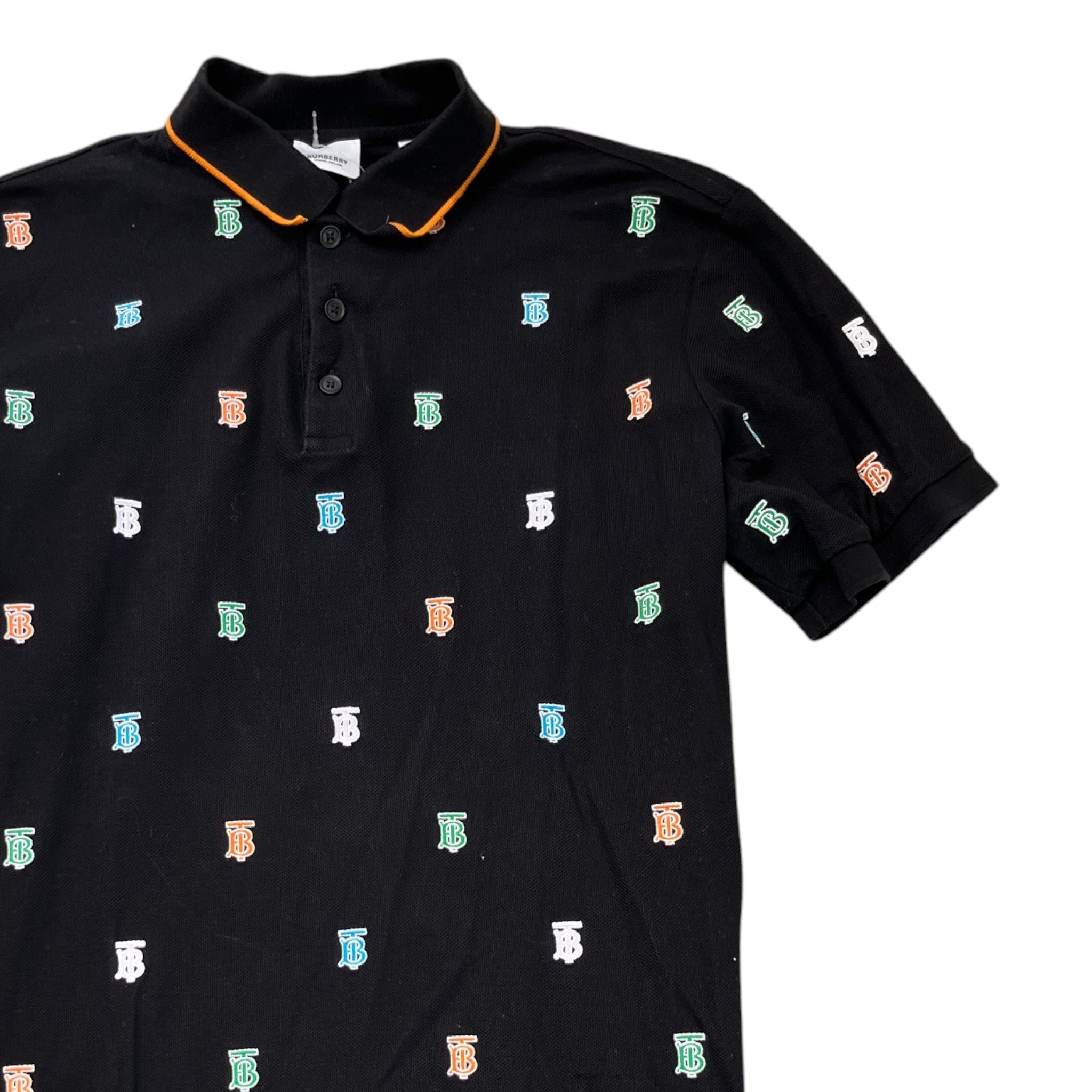 Men's Embroidered Logo Polo Shirt Black Size M
