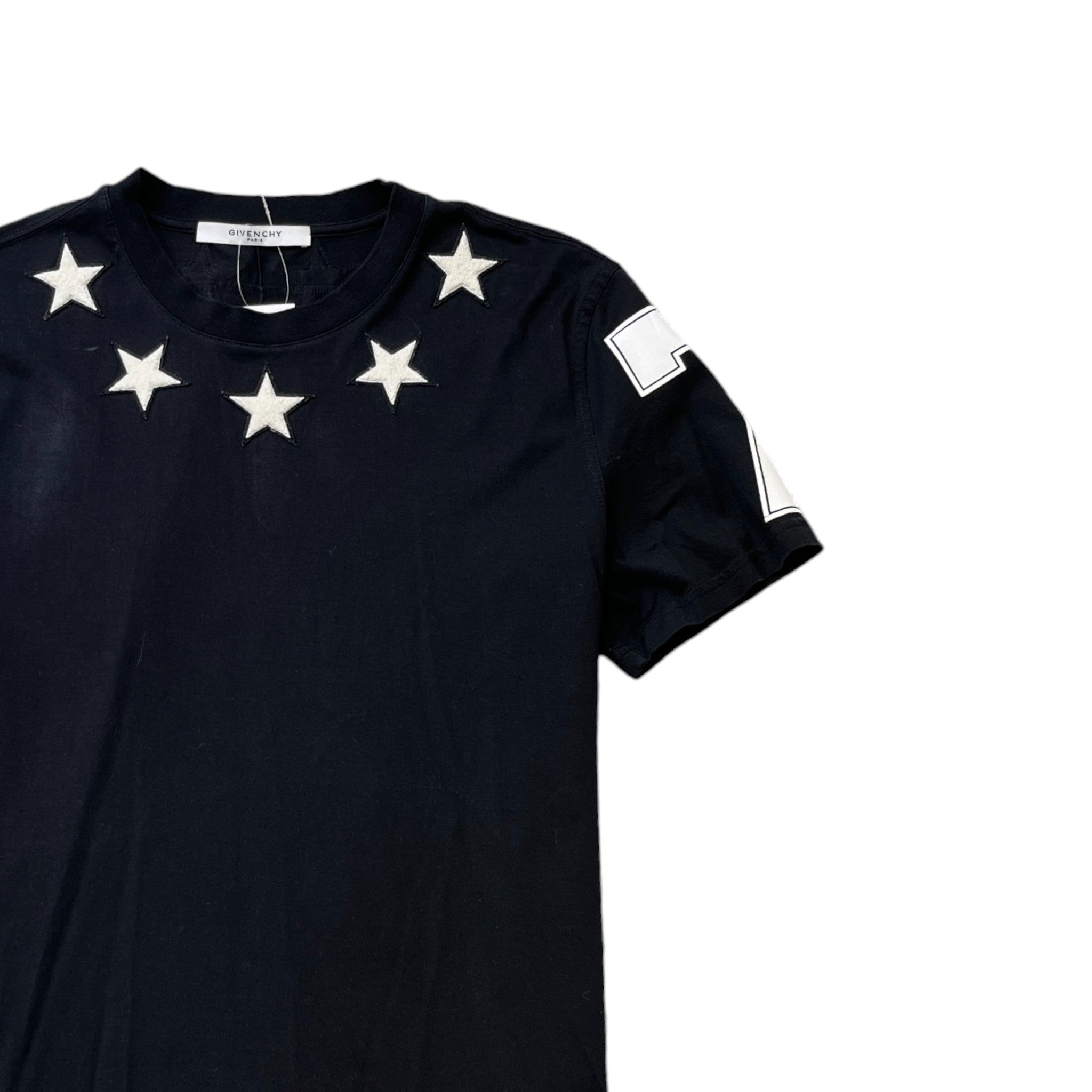 Men's Star Embroidered T-Shirt Black Size L