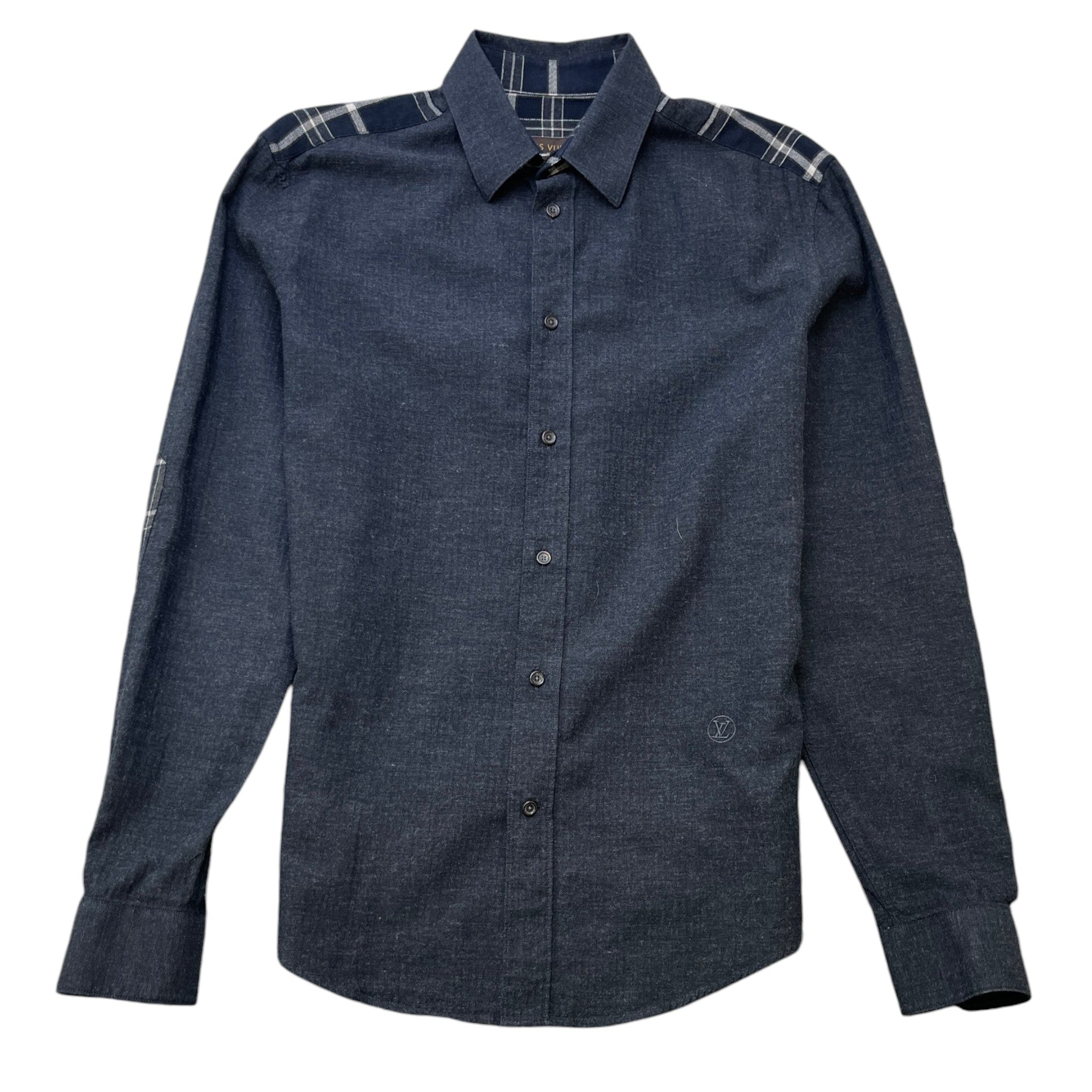 Men's Embroidered Logo Long Sleeve Shirt Black Size L