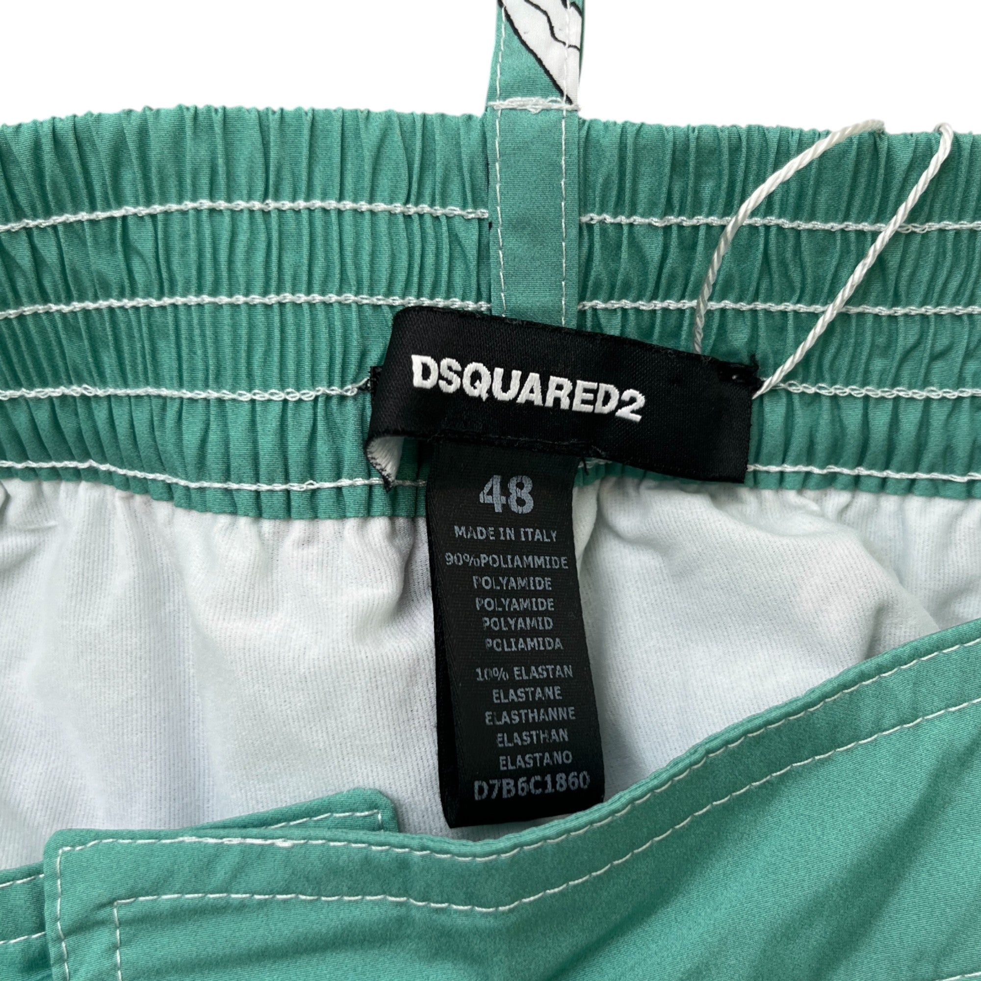 Men's Skull Graphic Print Swim Shorts Green Size W32 / IT 48