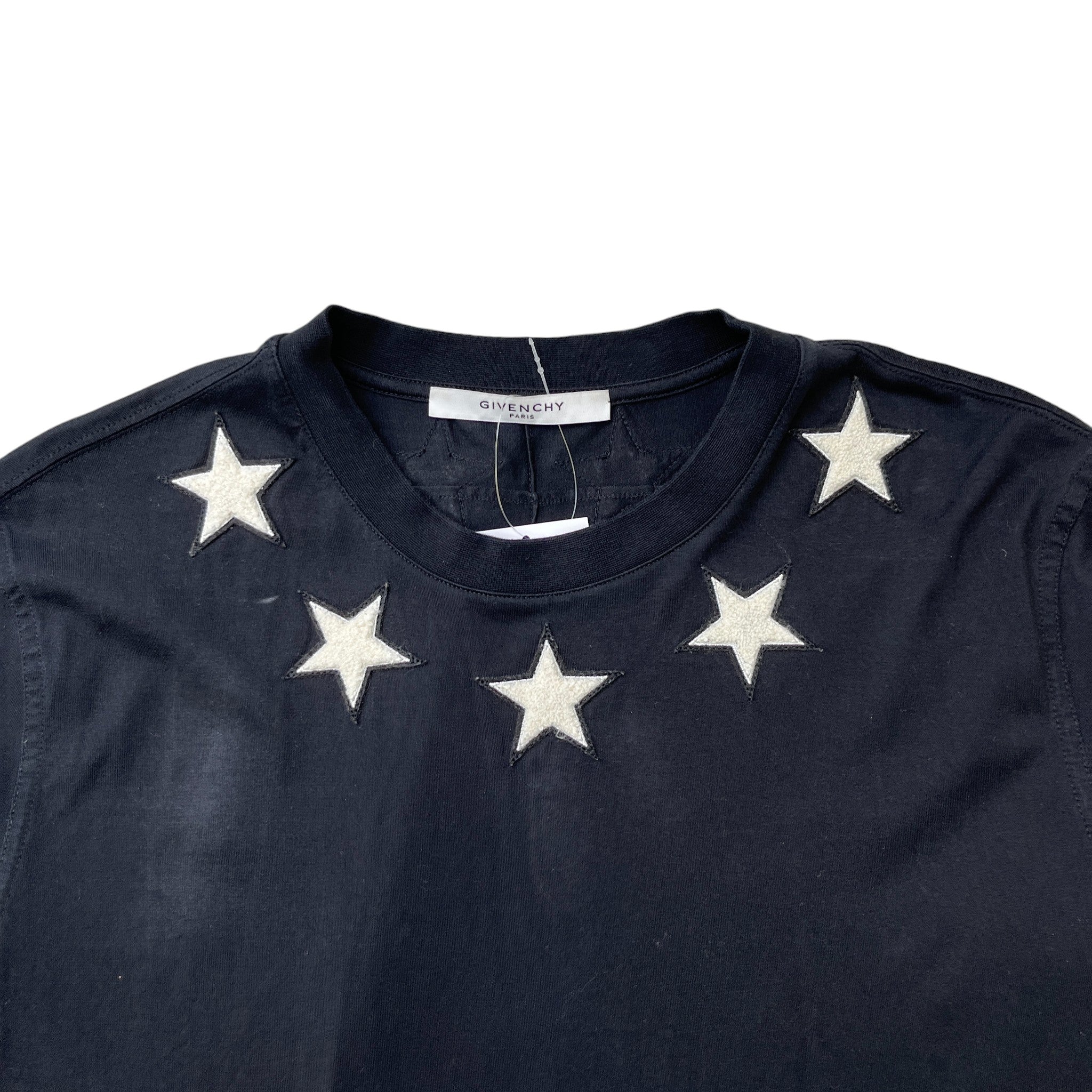 Men's Star Embroidered T-Shirt Black Size L