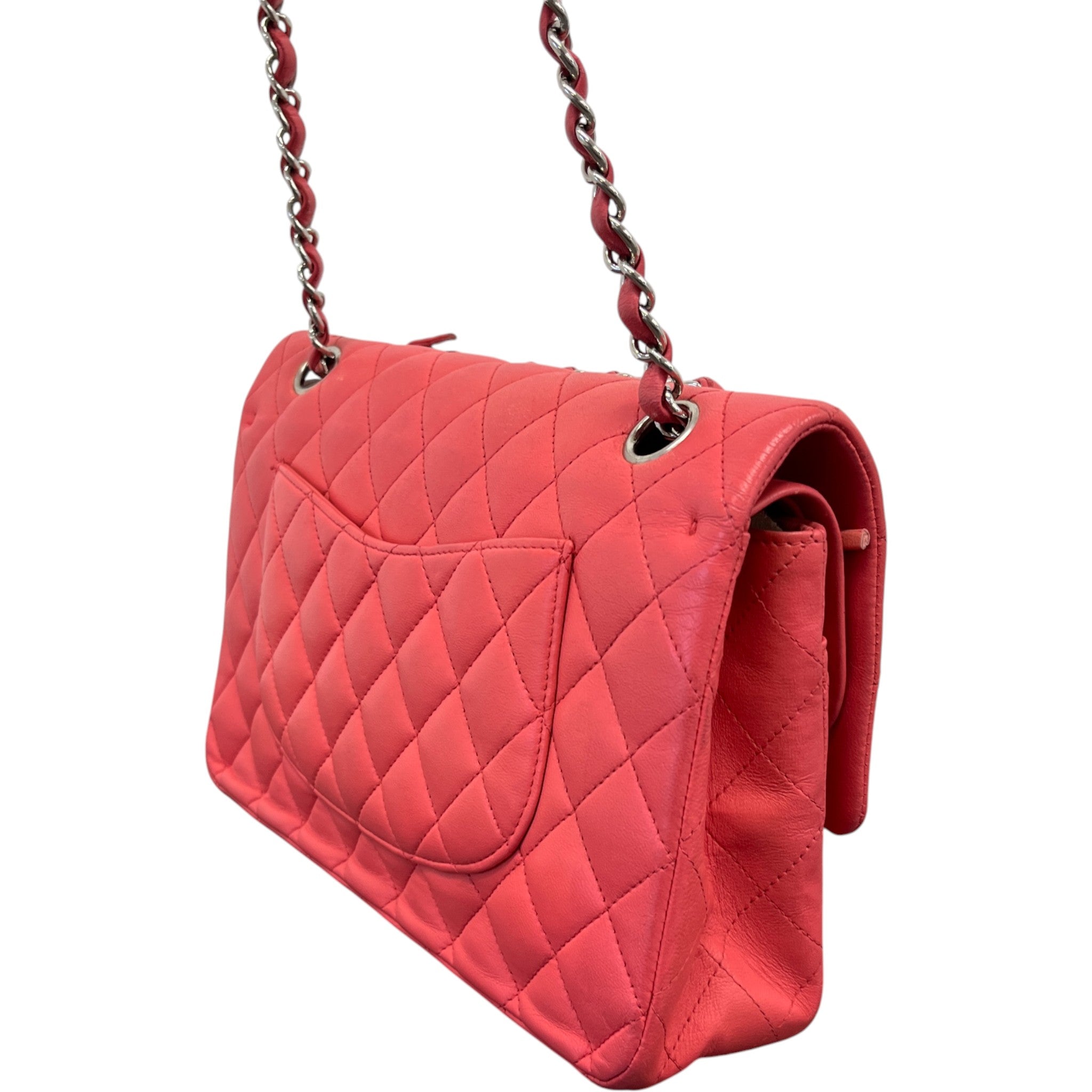 Women's Medium Lambskin Classic Flap Raspberry Bag Pink