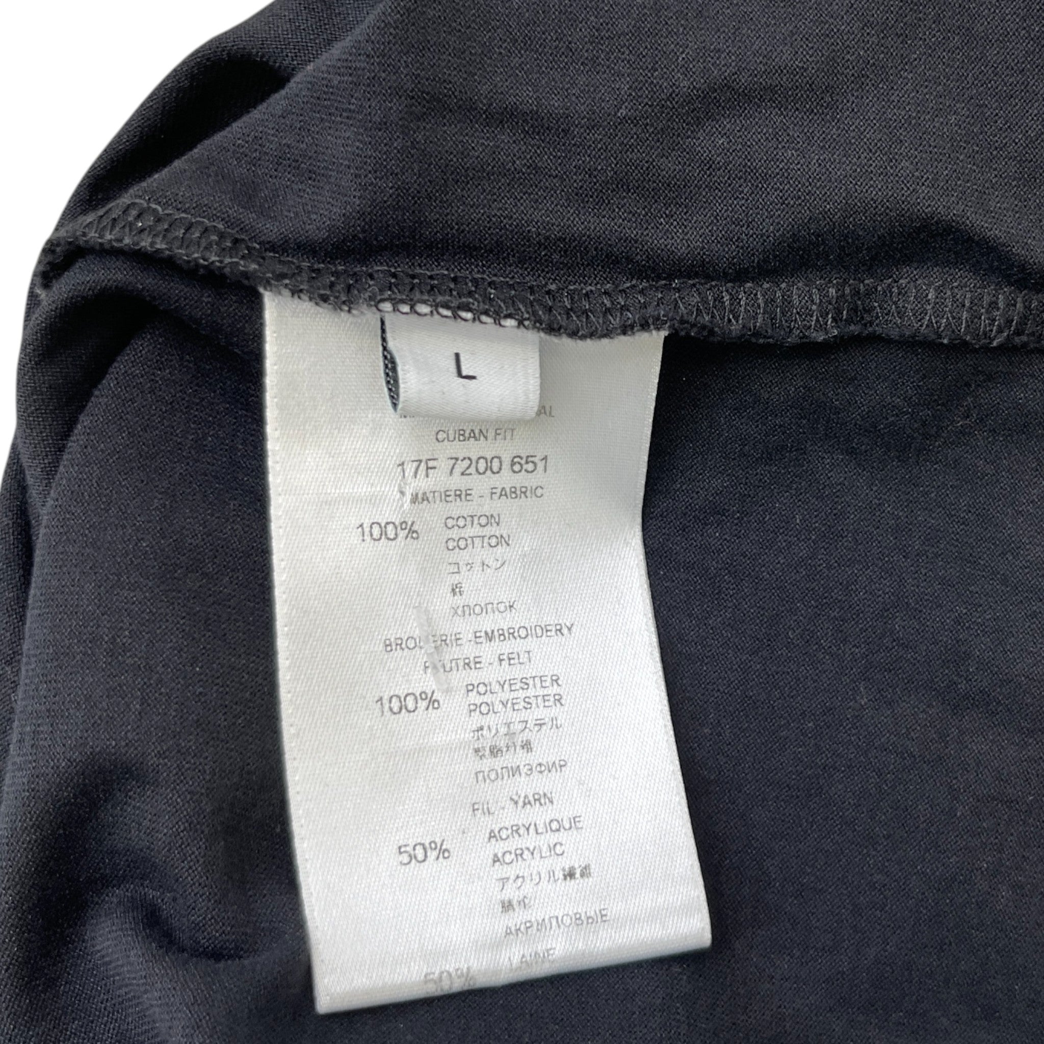 Men's Star Embroidered T-Shirt Black Size L