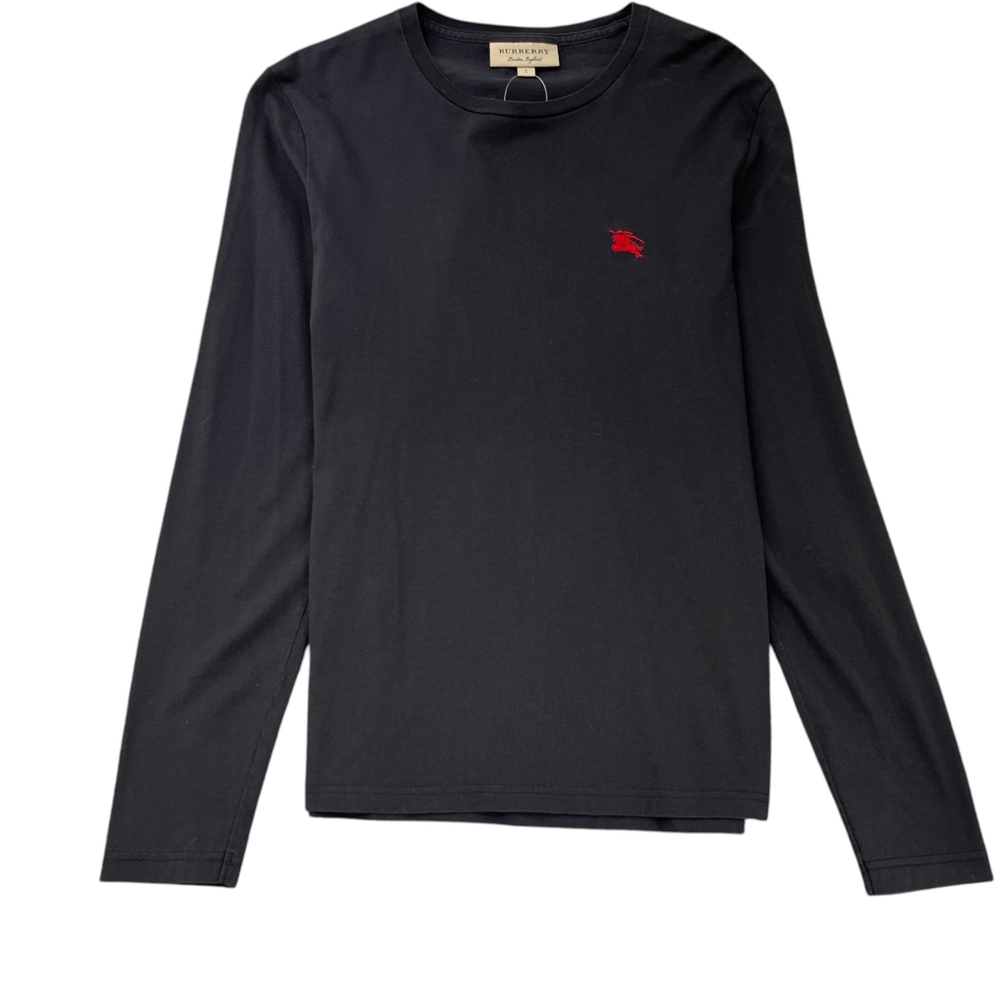 Men's Embroidered Logo Long Sleeve T-Shirt Black Size S