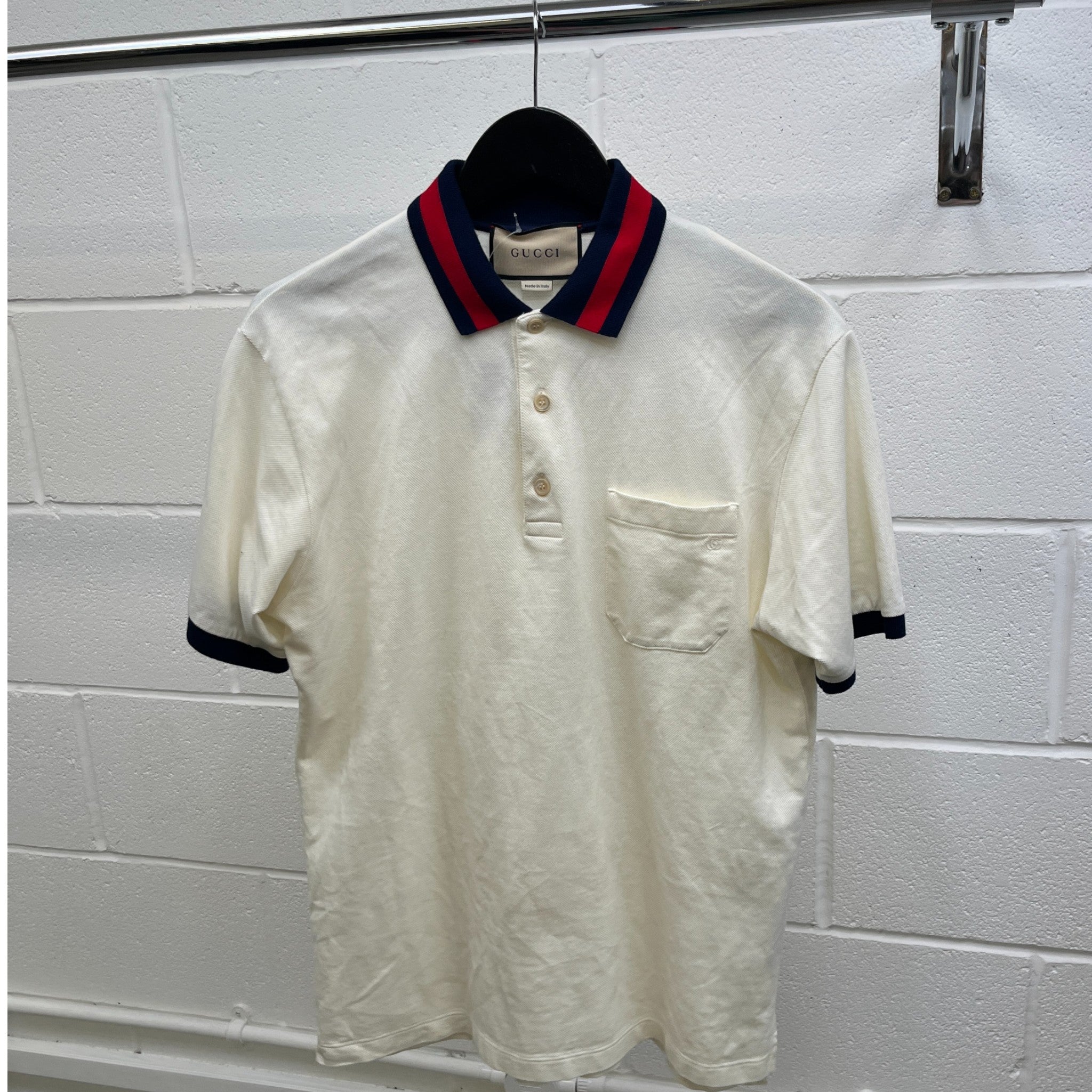 Men's Web Collar Polo Shirt Cream Size M