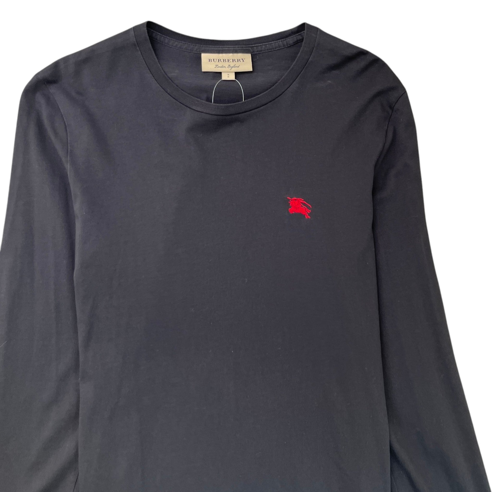 Men's Embroidered Logo Long Sleeve T-Shirt Black Size S