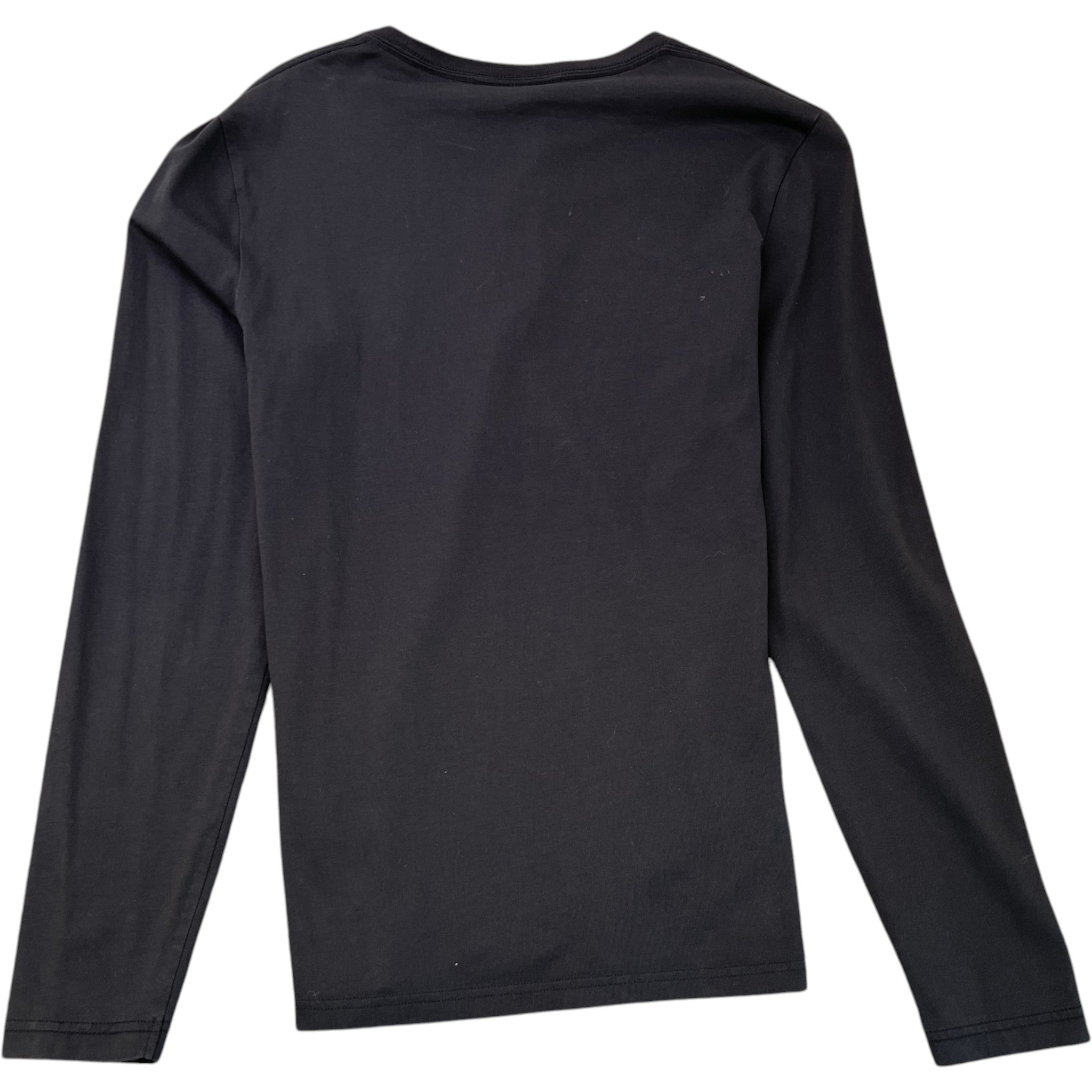 Men's Embroidered Logo Long Sleeve T-Shirt Black Size S